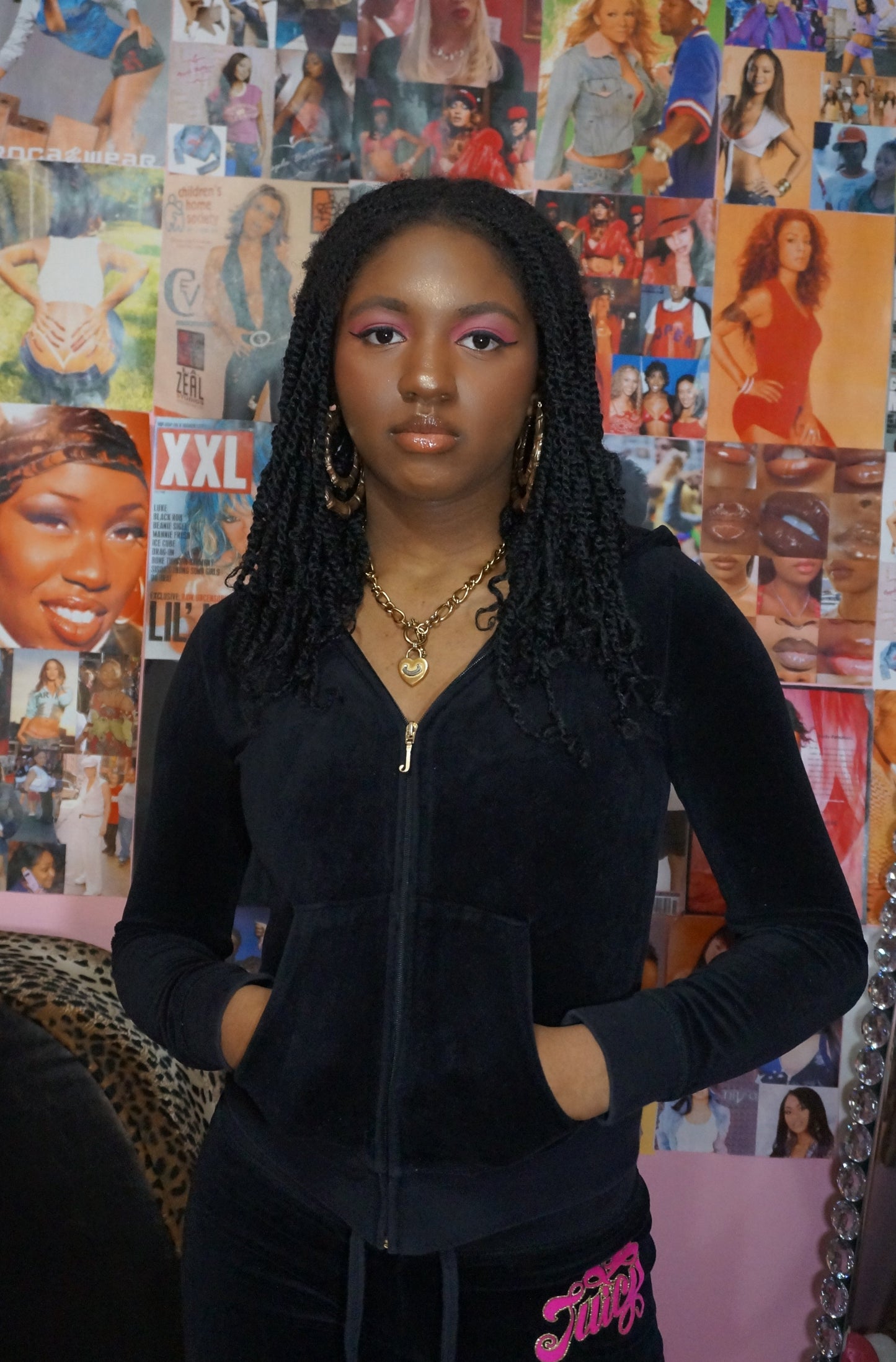 Black and Pink Juicy Couture Velour Tracksuit