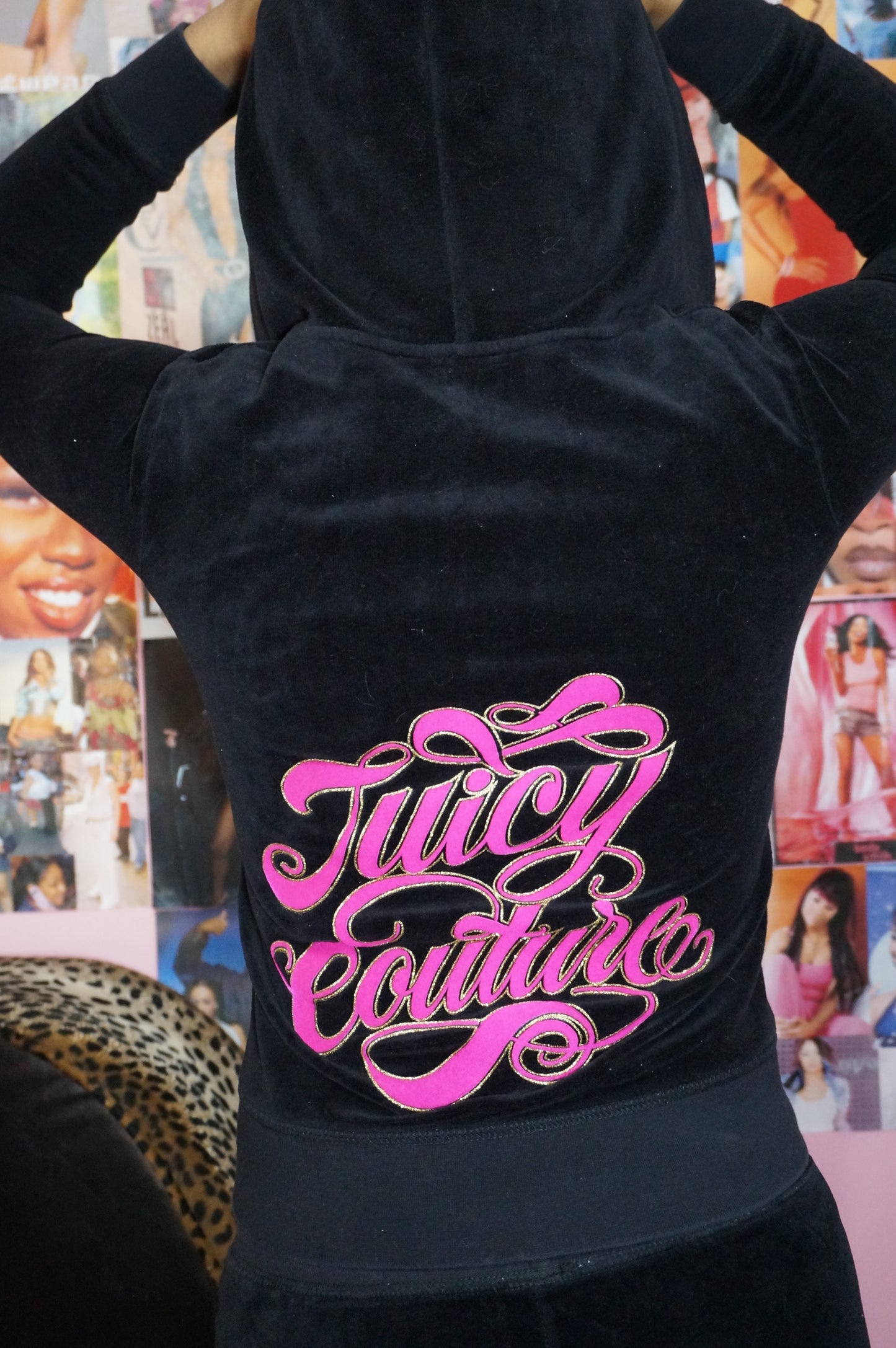 Black and Pink Juicy Couture Velour Tracksuit