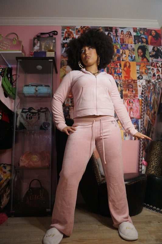 Baby Pink Velour Juicy Couture Tracksuit