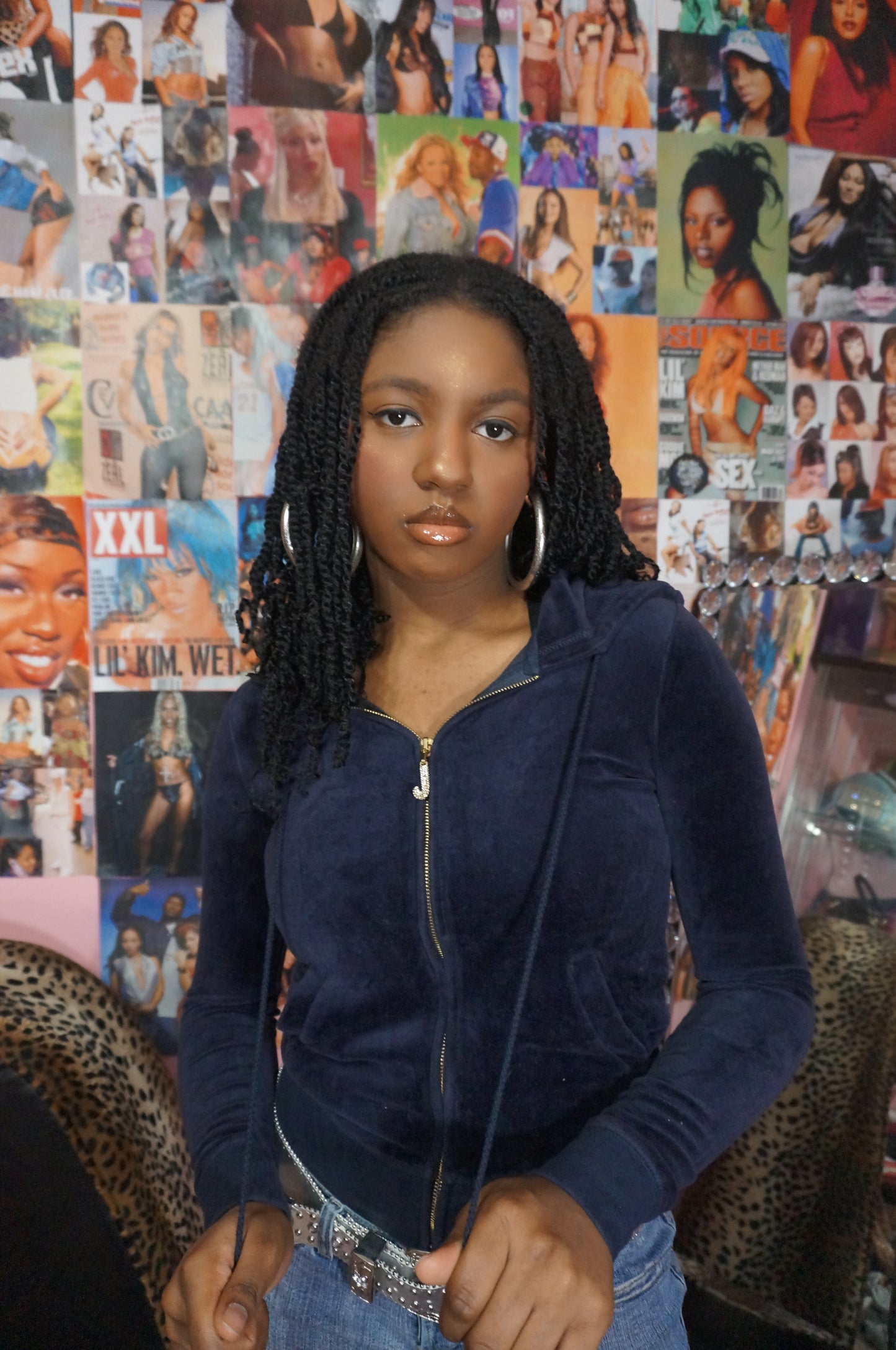 Navy Blue Juicy Couture Track Jacket With Bling Zipper