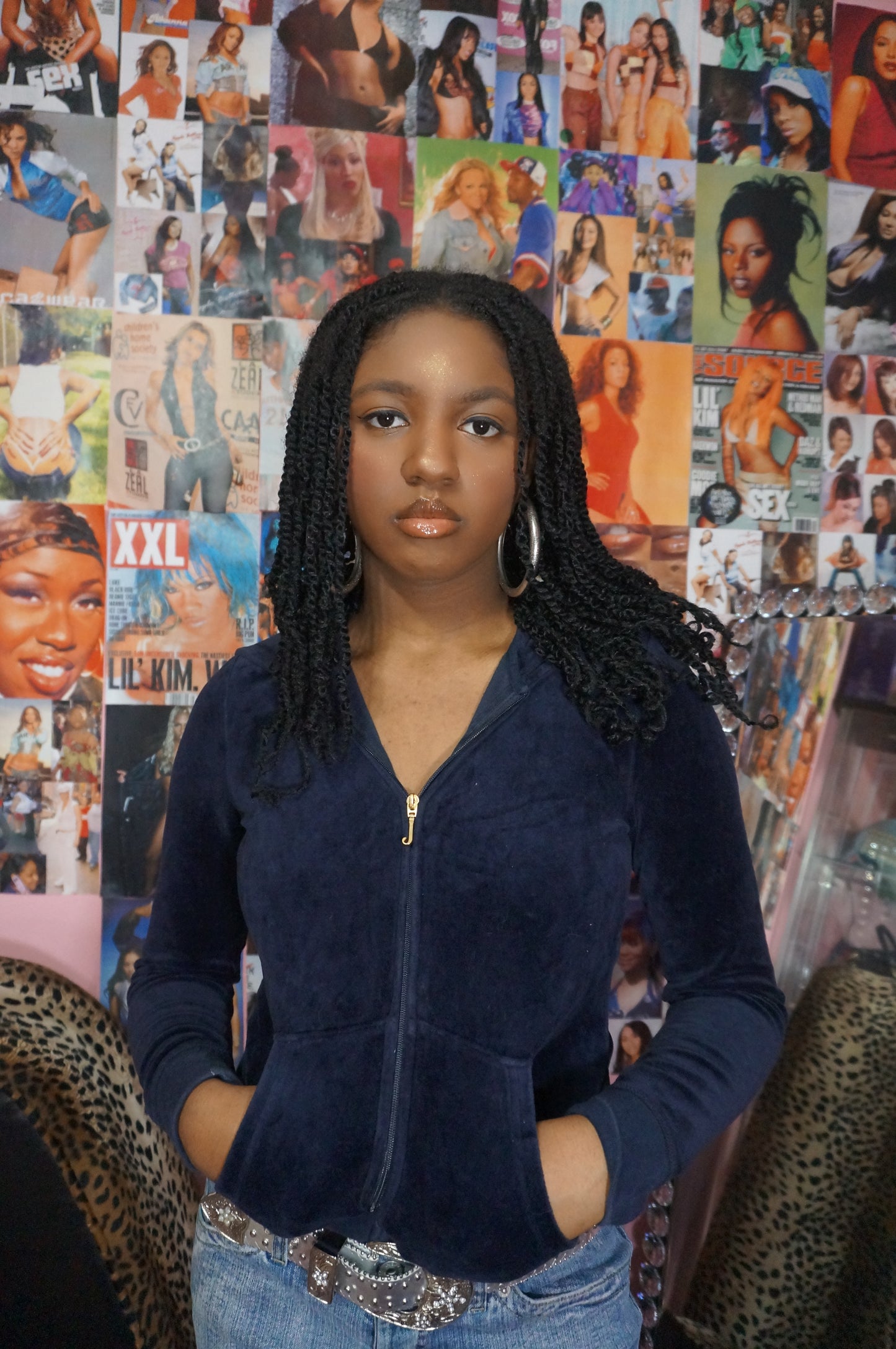 Navy Blue Juicy Couture Track Jacket With Bling Zipper