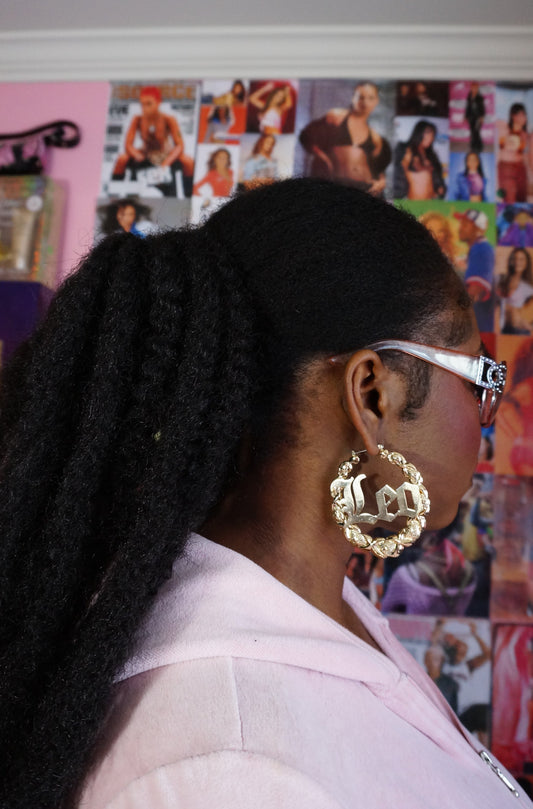 Leo Zodiac Gold Hoops