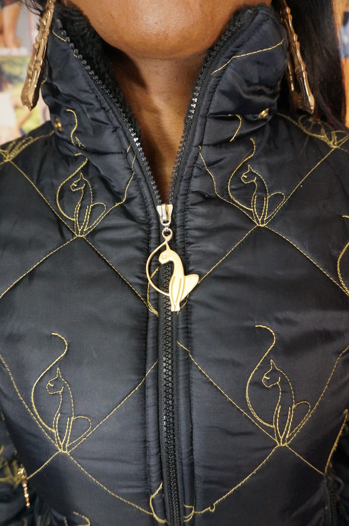 Monogram Black Baby Phat Puffer Coat