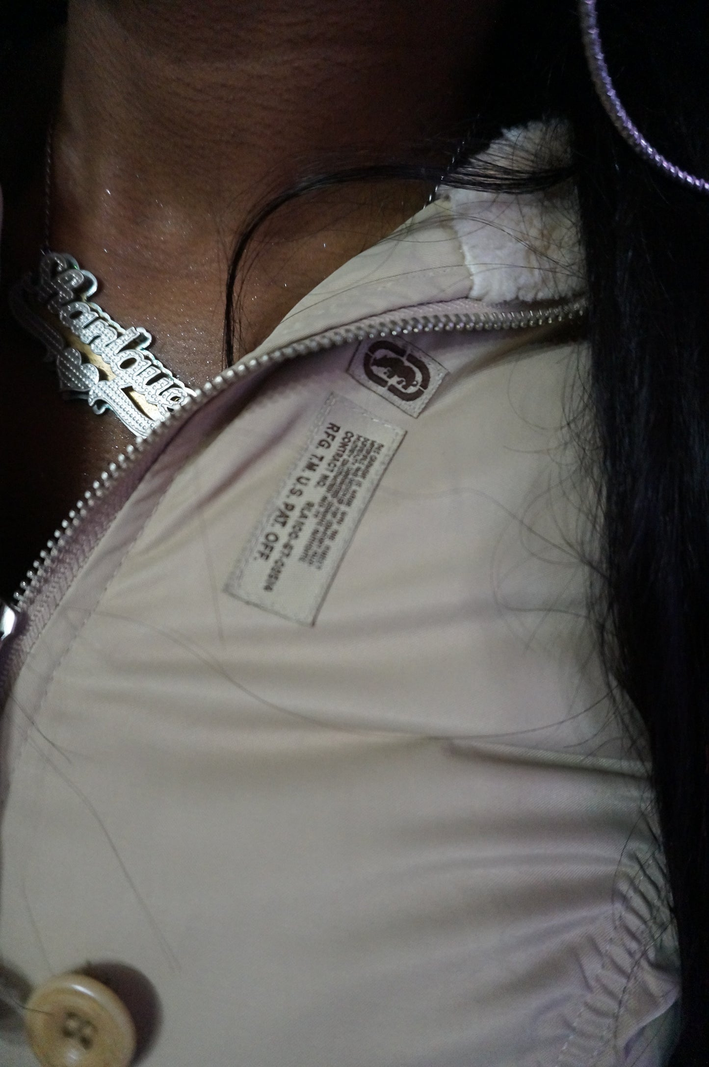 Cream Ecko Red Puffer Coat