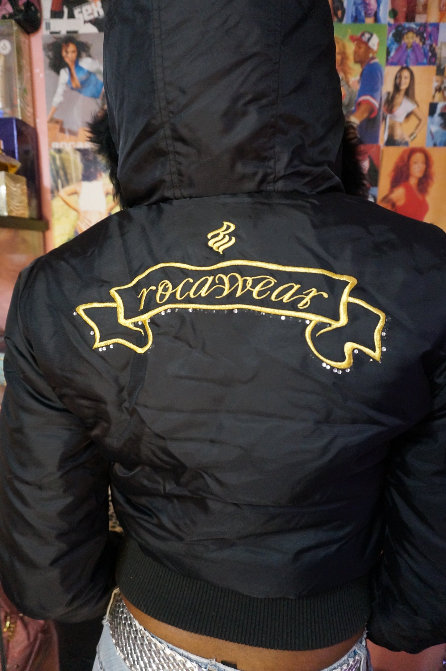 Black and Gold Rocawear Puffer Coat