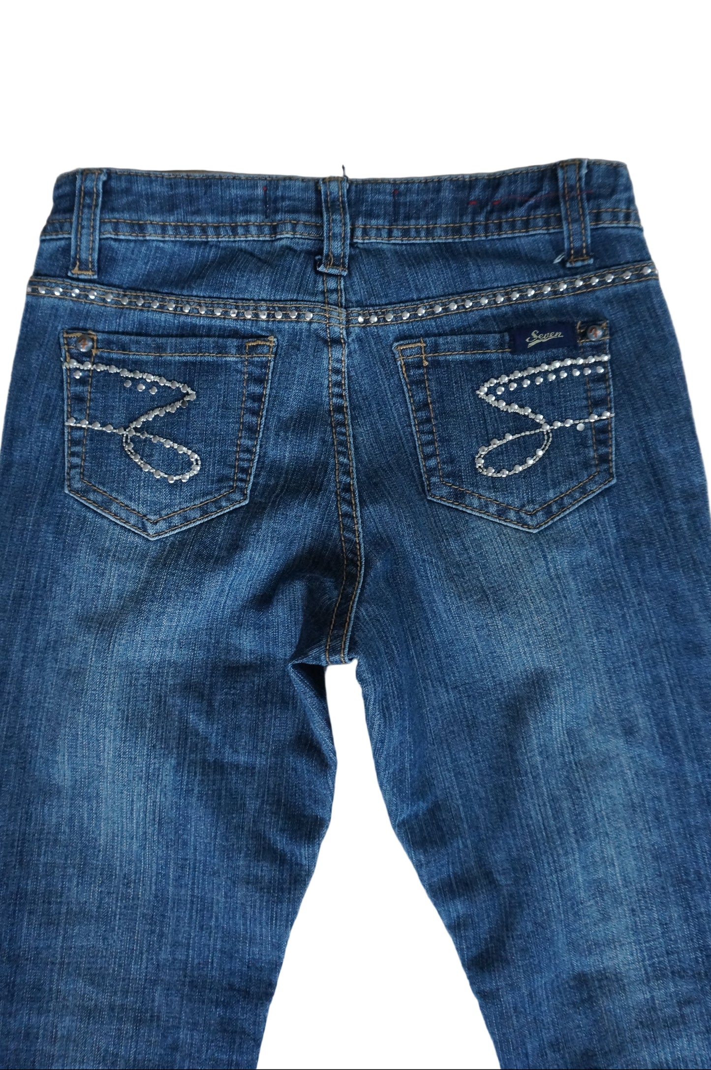 Mid Rise Rhinestone Flare Jeans by Seven Jeans - Size 3