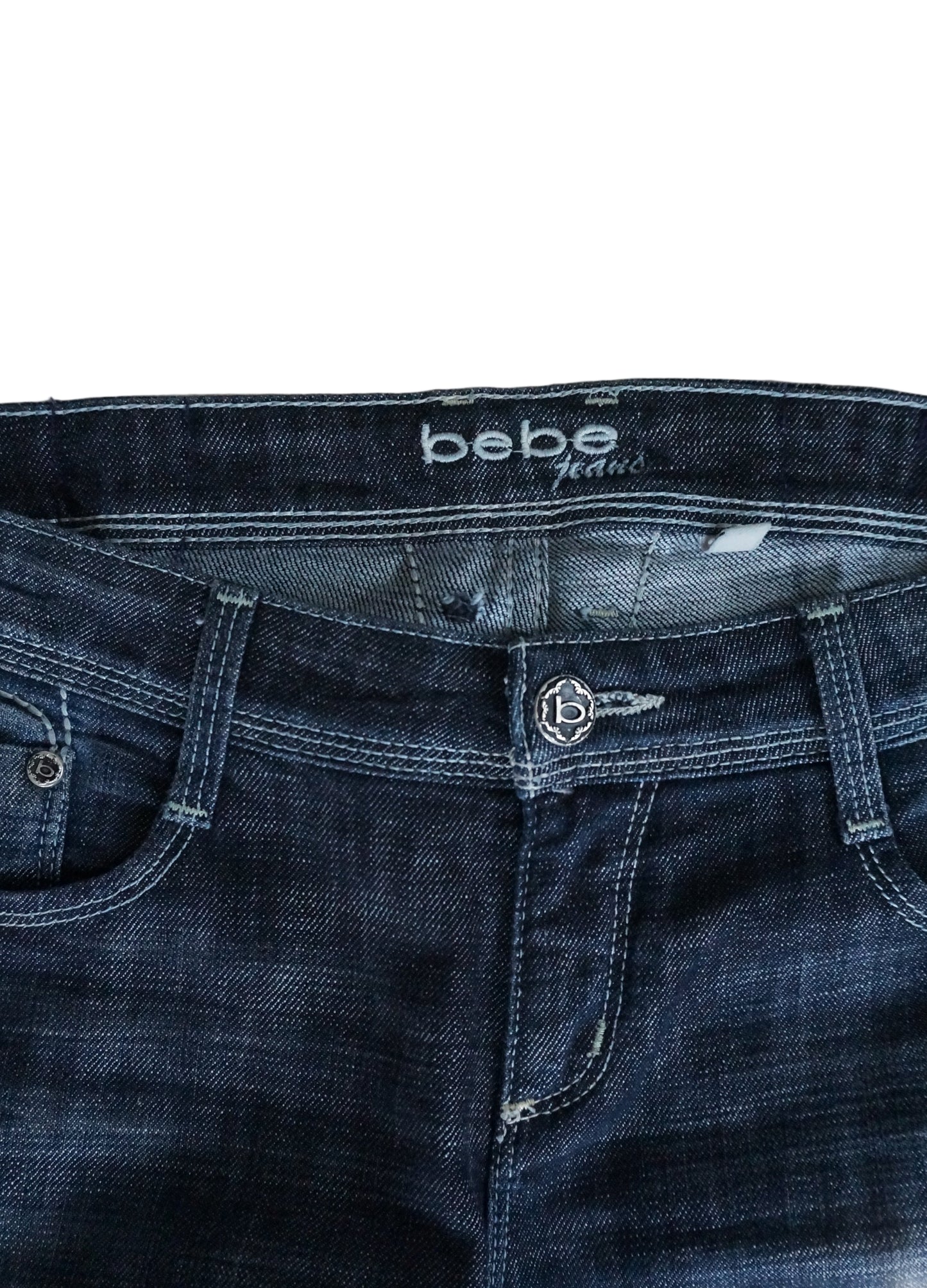 Low Rise Bootcut Bebe Rhinestones Jeans - Size 8