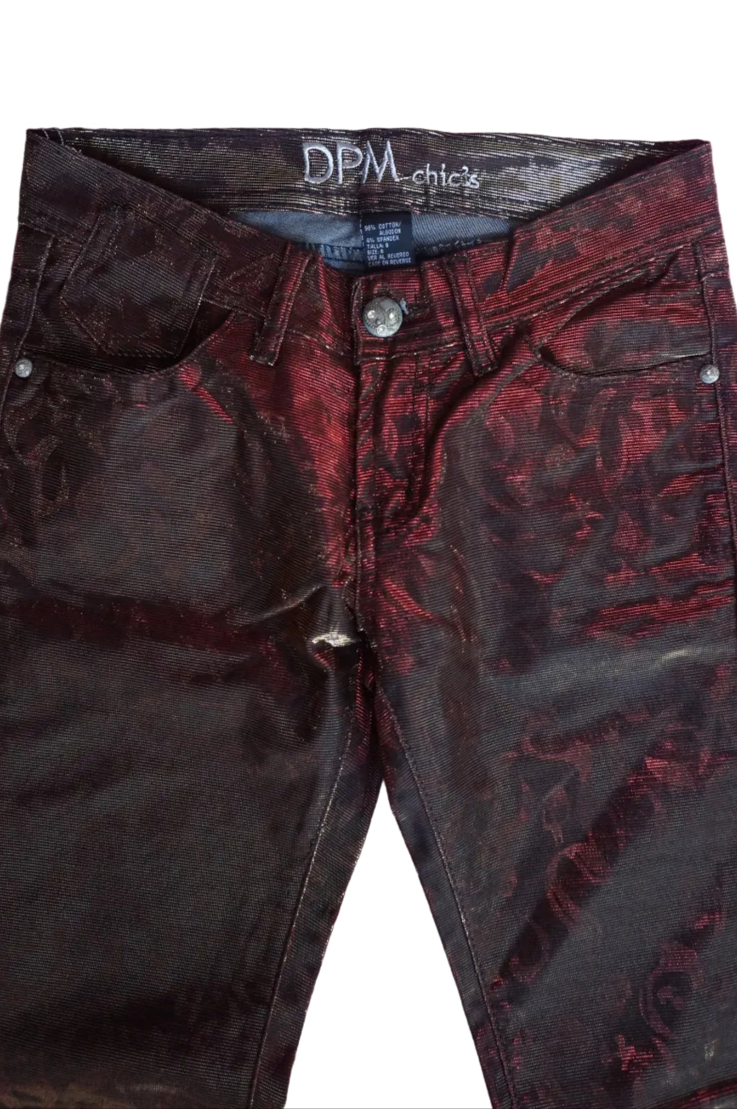 Vintage Red and Gold Flames Low Rise Jeans - Size 1