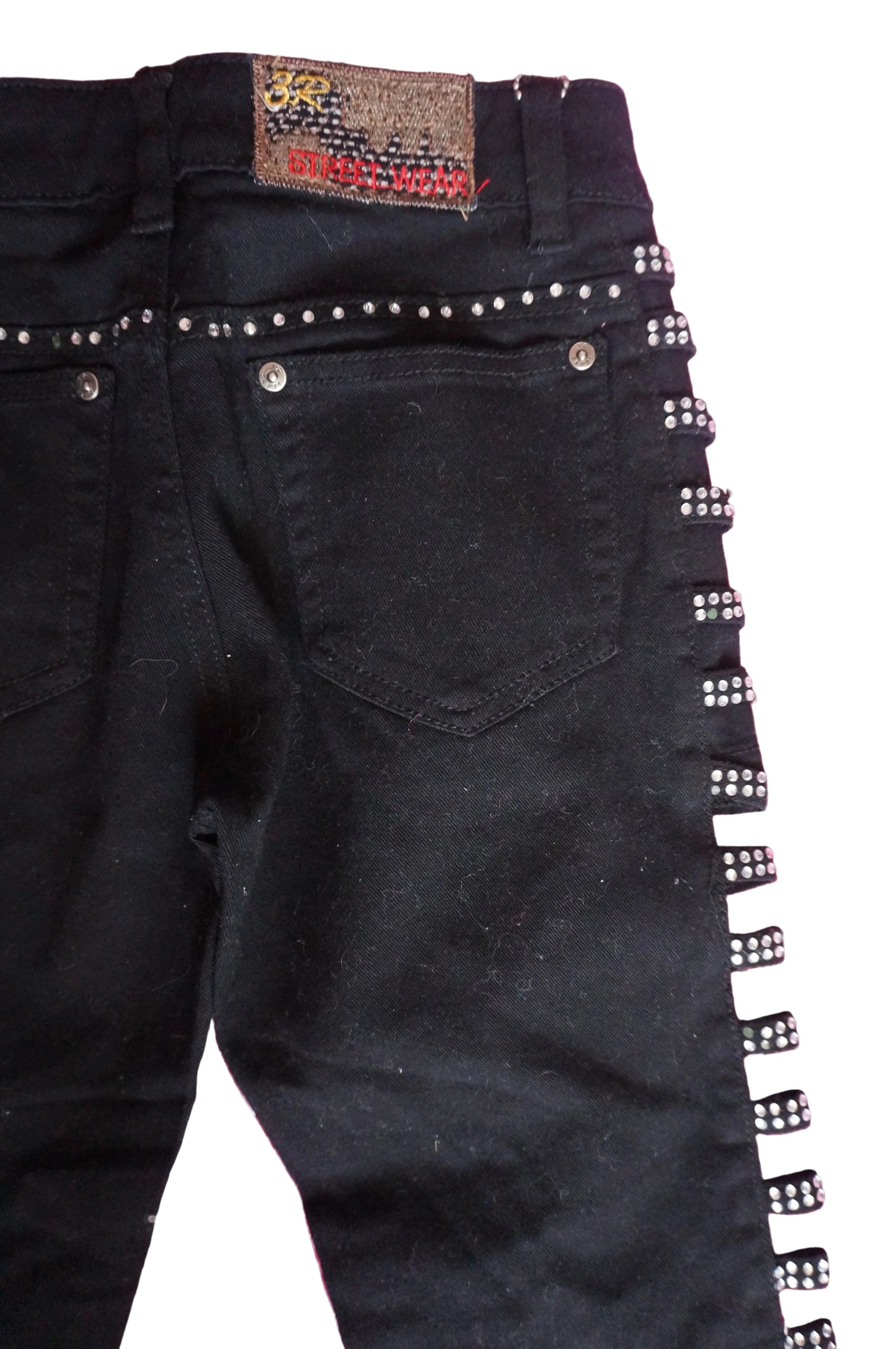 Vintage Black Cut-Out Rhinestone Capris - Size 1