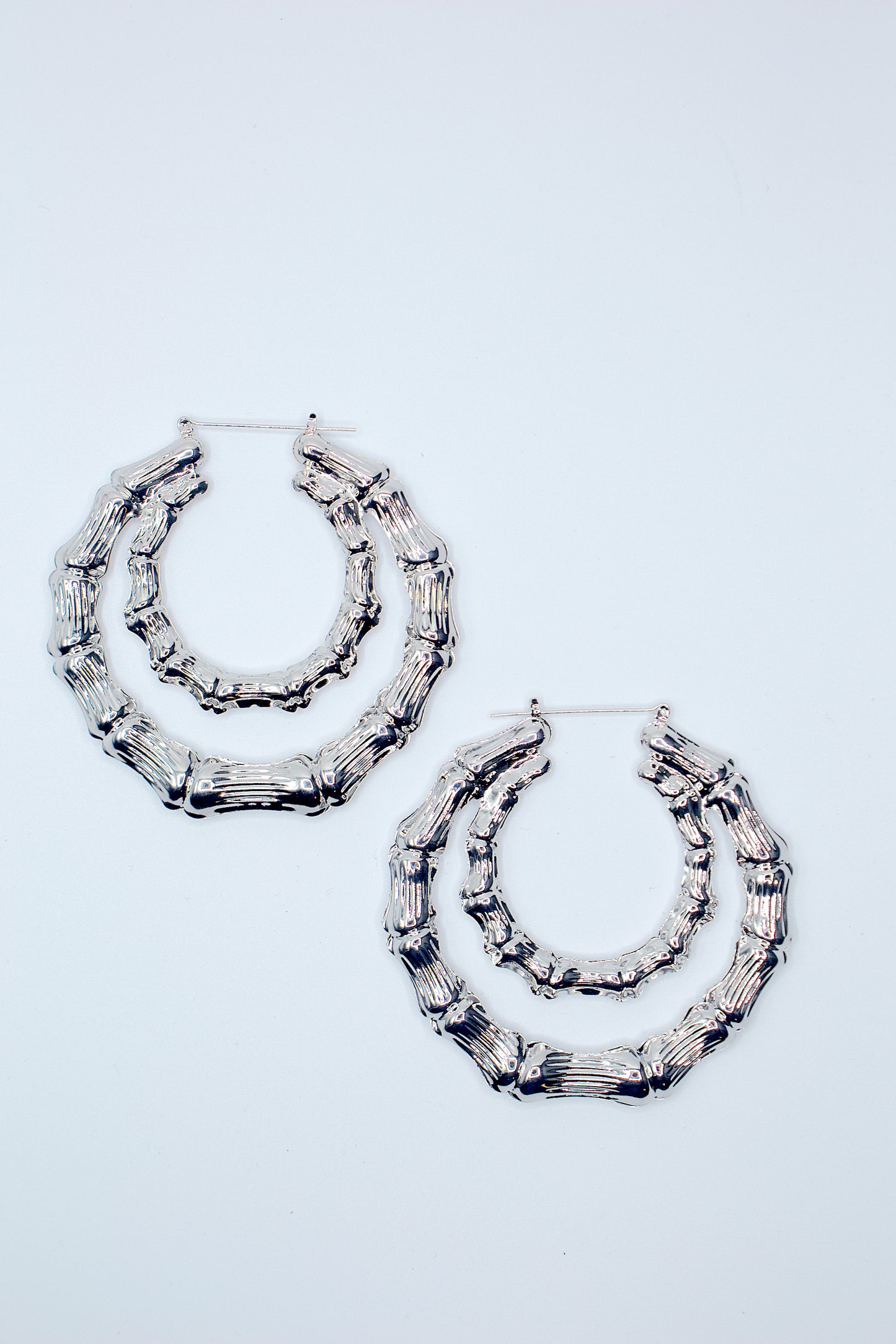 Silver Double Hoops
