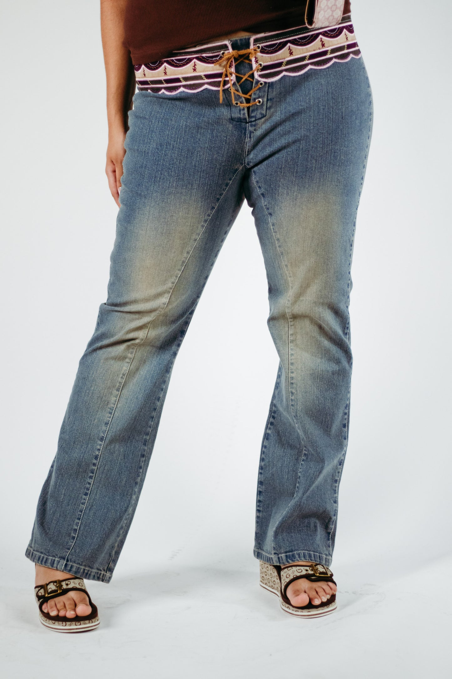 Low Rise Lace Up Jeans