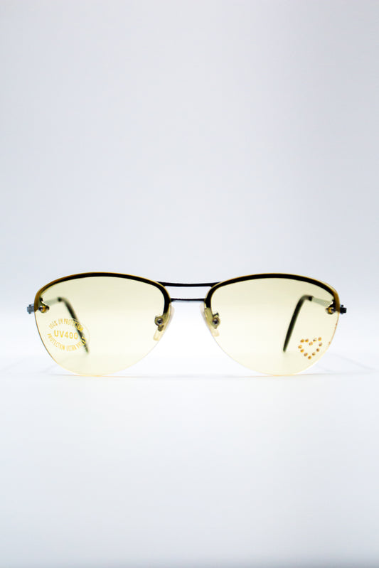 2000's Baddie Rimless Rhinestone Heart Shades