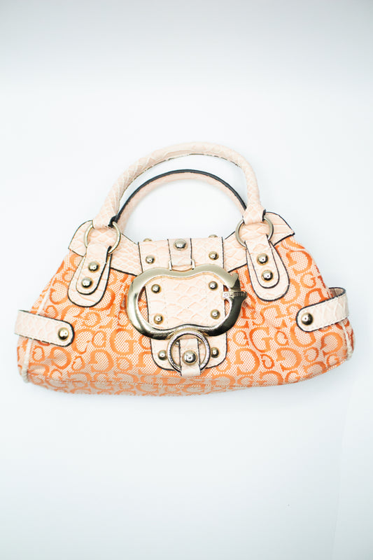 Orange and Cream Monogram Guess Mini Bag