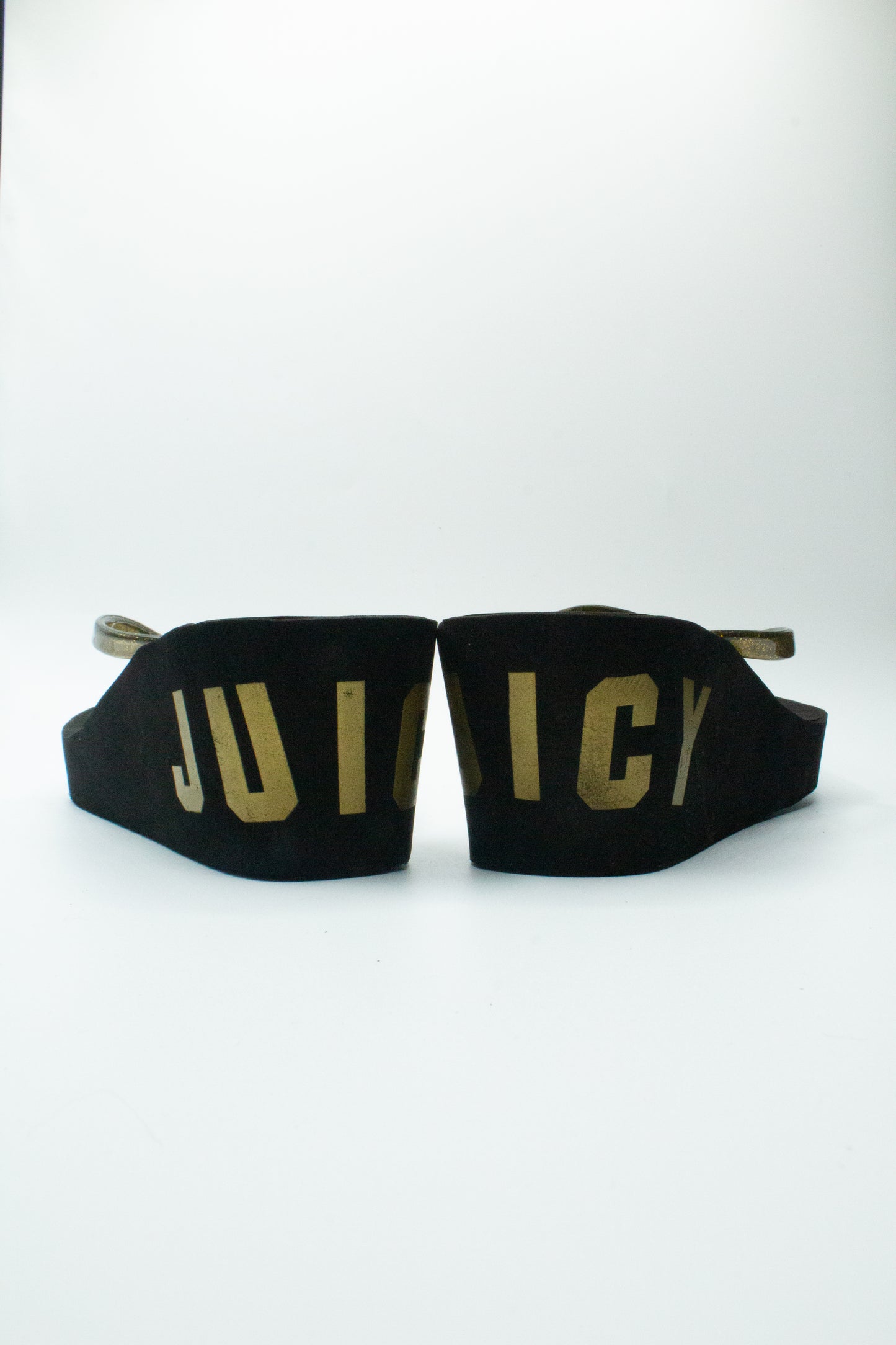 Black and Gold Juicy Couture Platform Flip-Flops