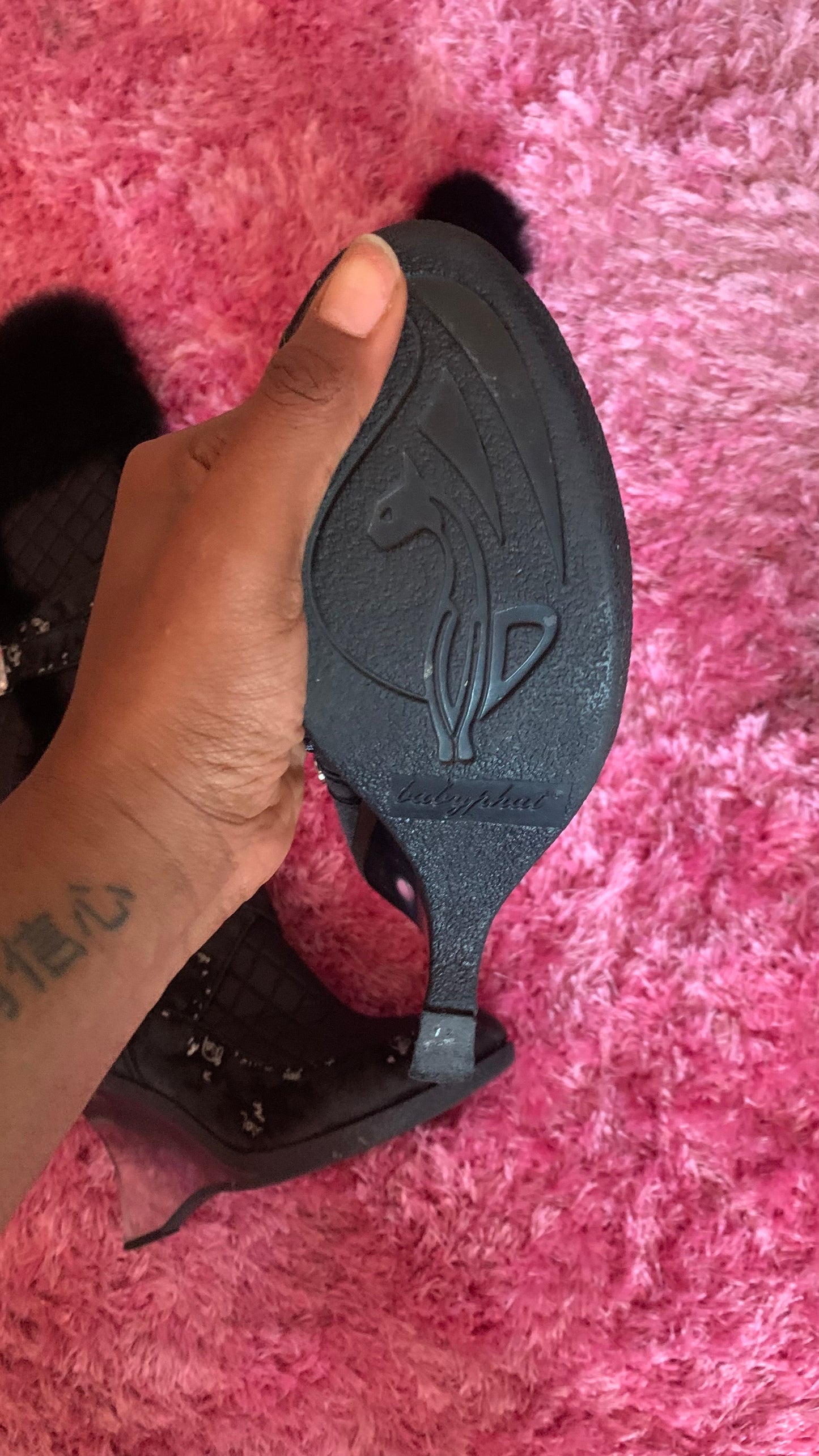 Vintage Black And Silver Baby Phat Wedge Boots