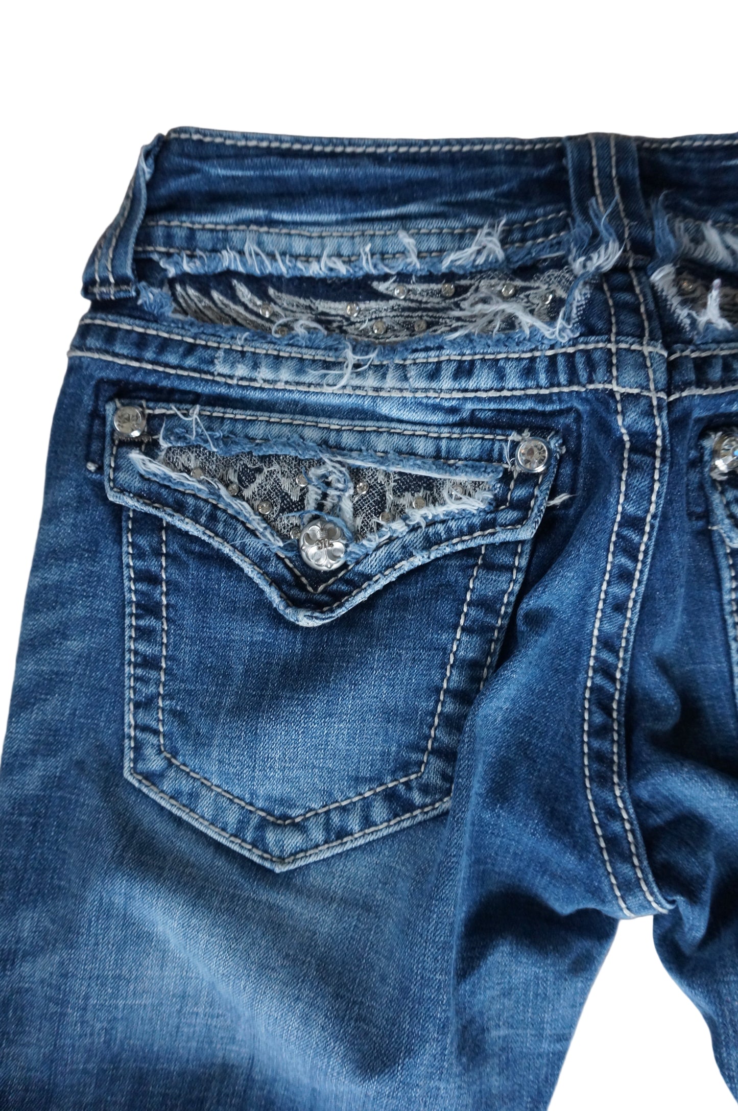 Embroidered Angel Wings Miss Me Jeans