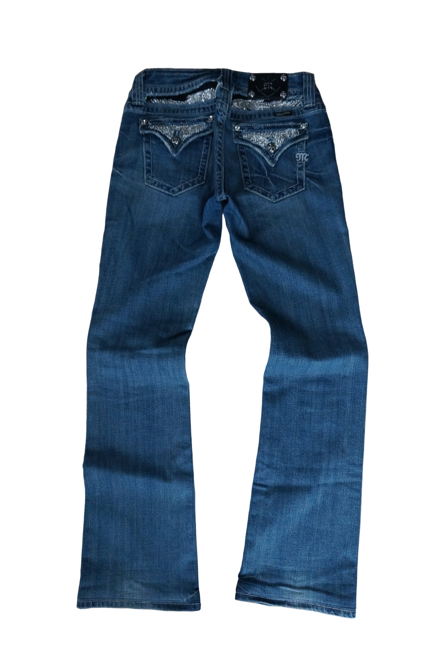 Rhinestoned Angel Wings Miss Me Jeans