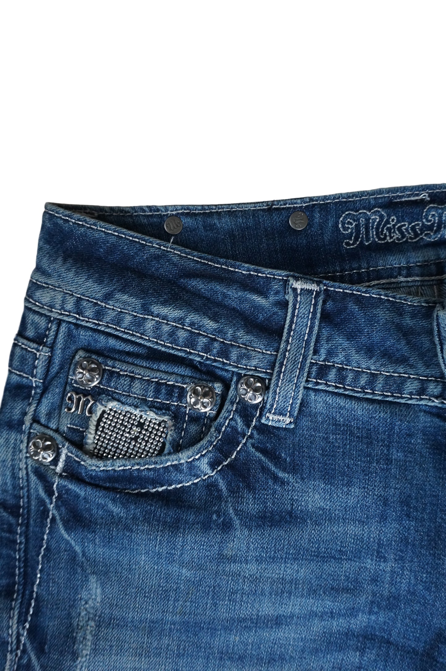 Rhinestoned Angel Wings Miss Me Jeans