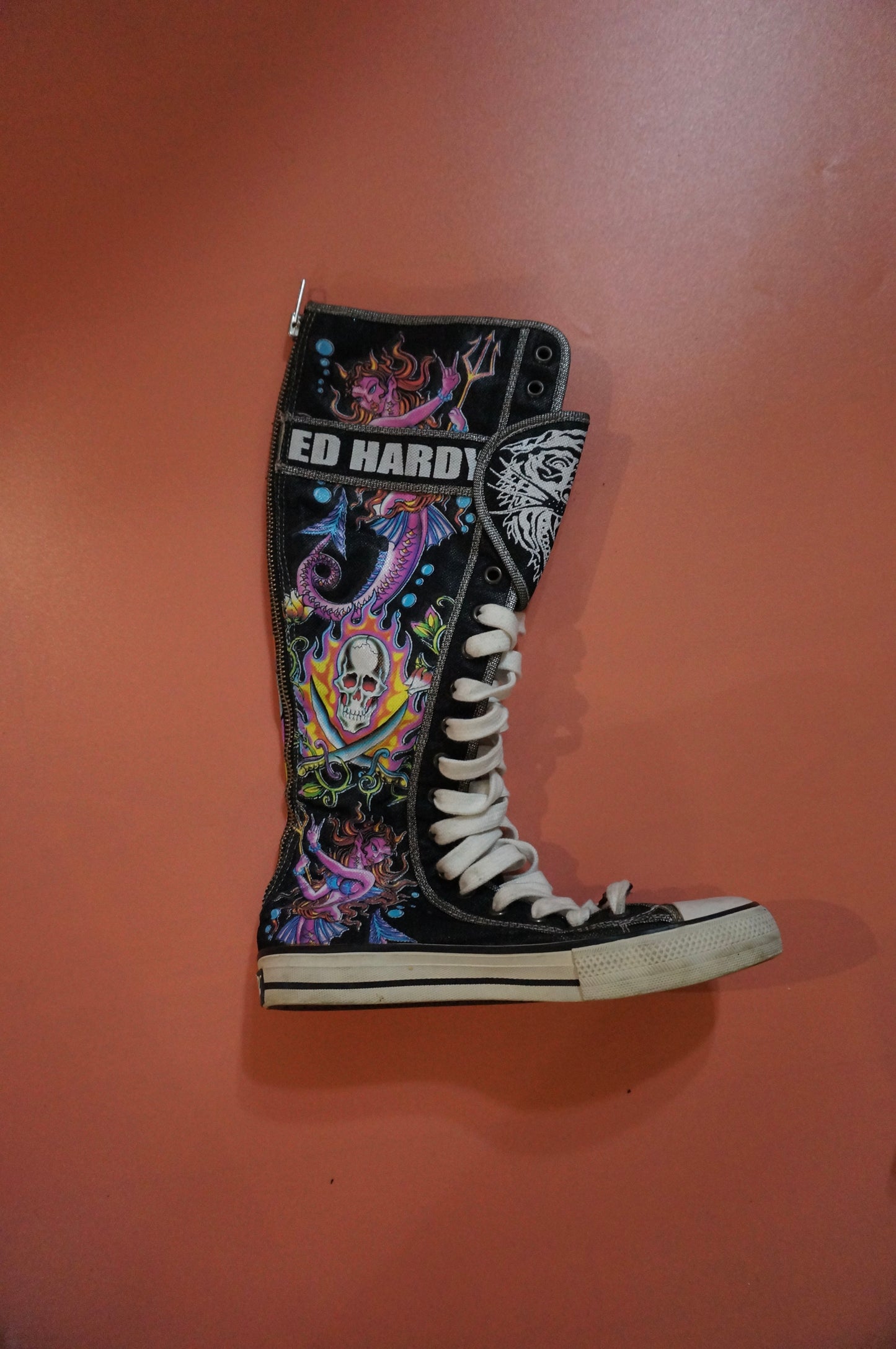 Black Ed Hardy Knee high sneakers
