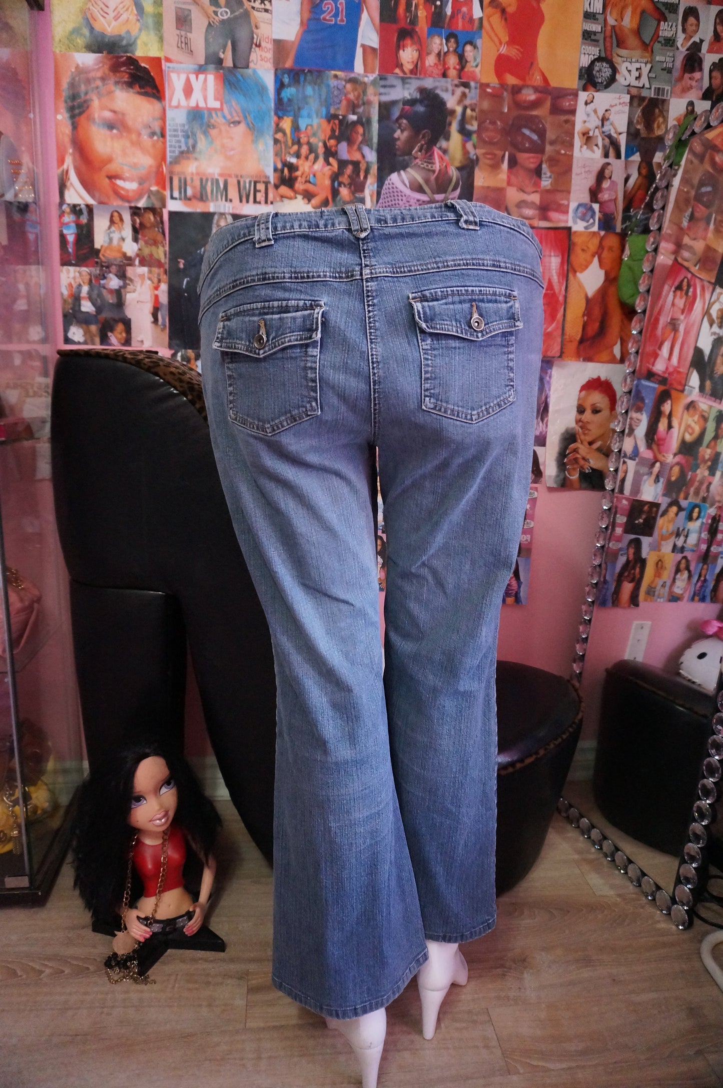 Vintage Mid Rise Contrast Jeans