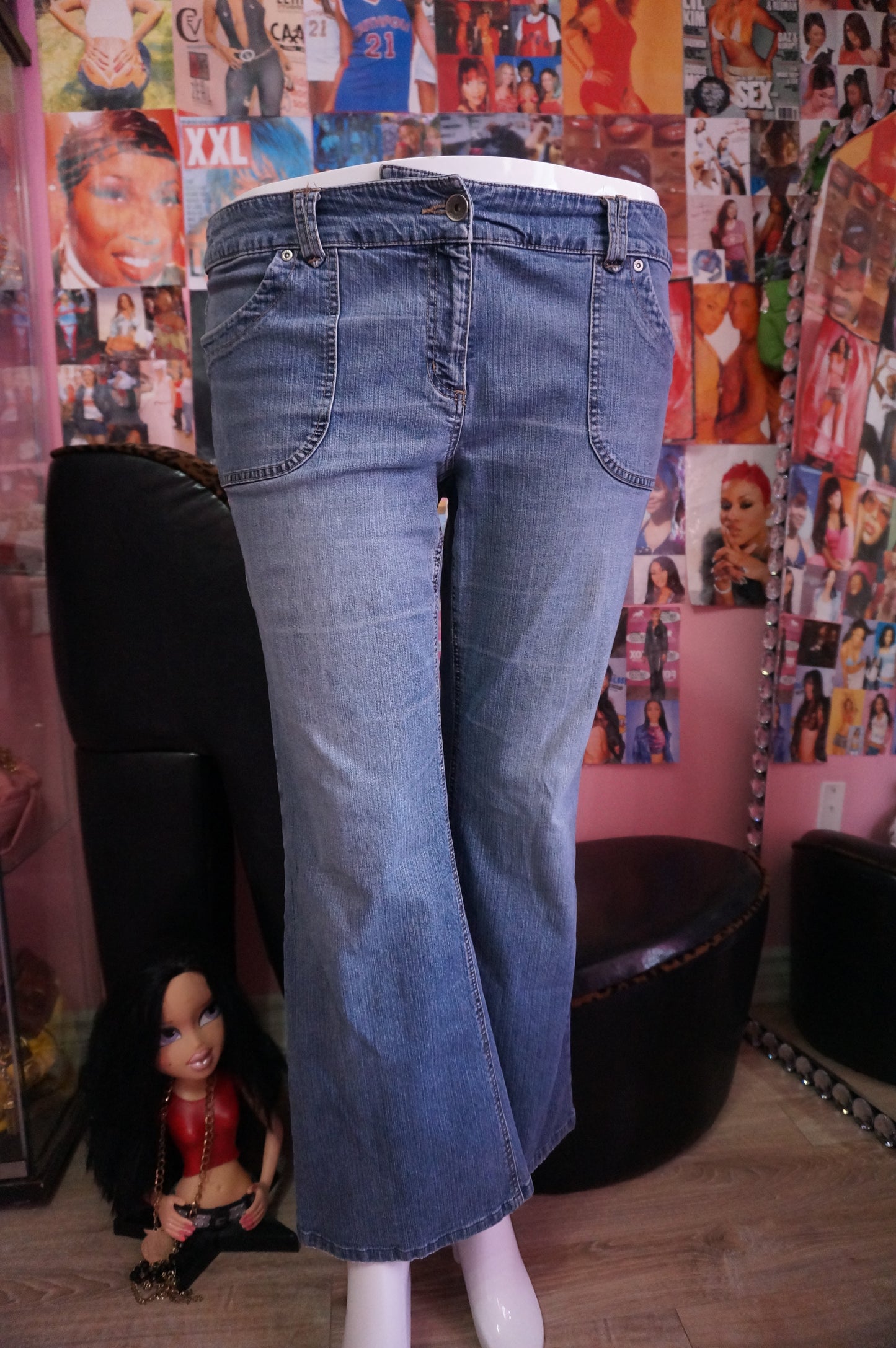 Vintage Mid Rise Contrast Jeans