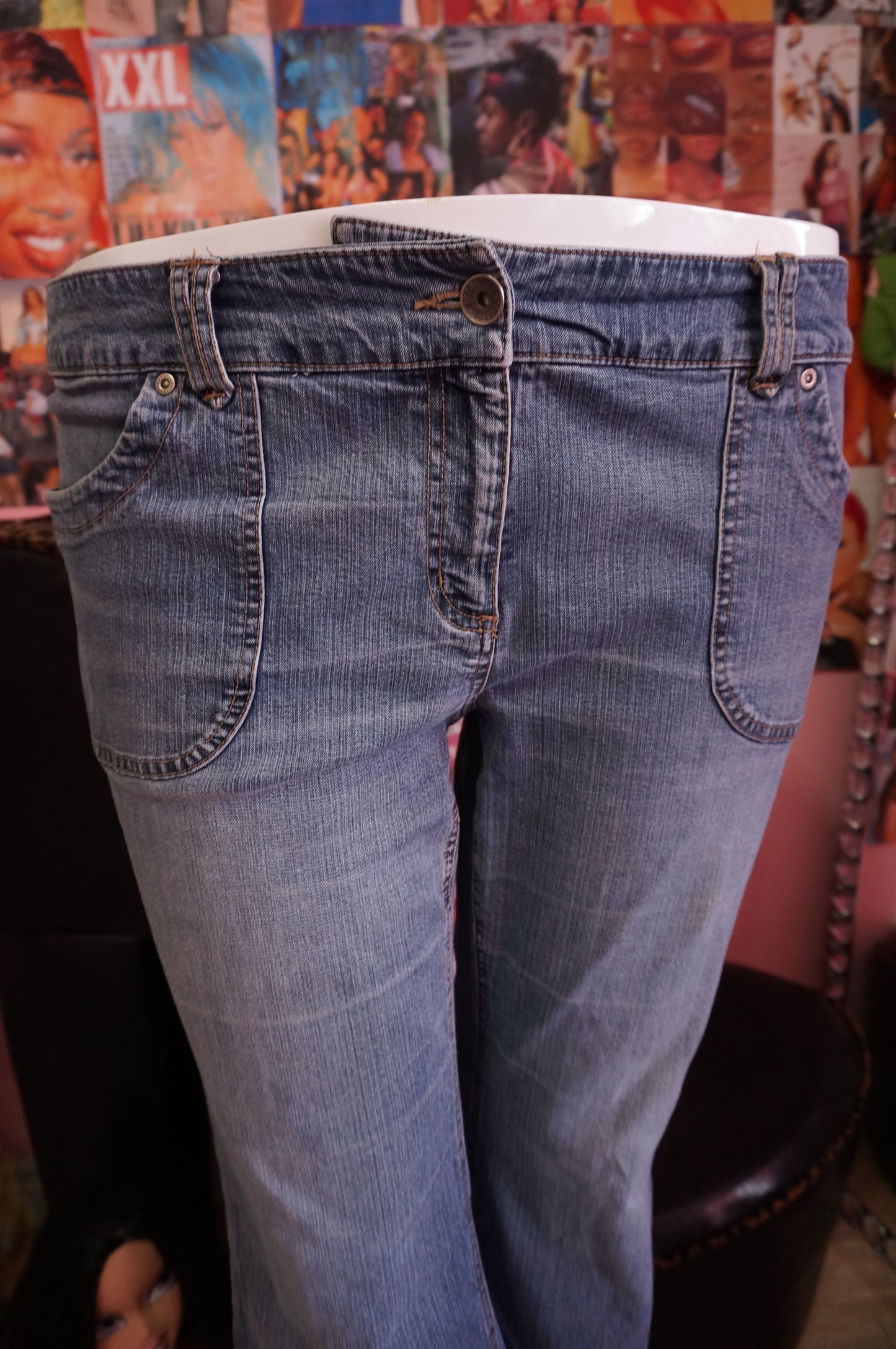 Vintage Mid Rise Contrast Jeans