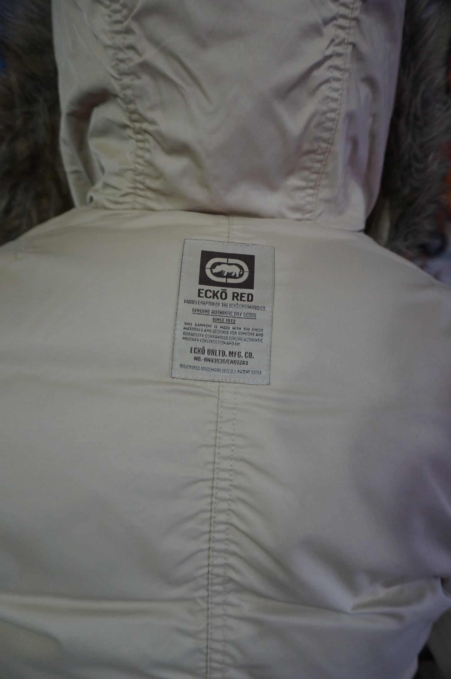 Cream Ecko Red Puffer Coat