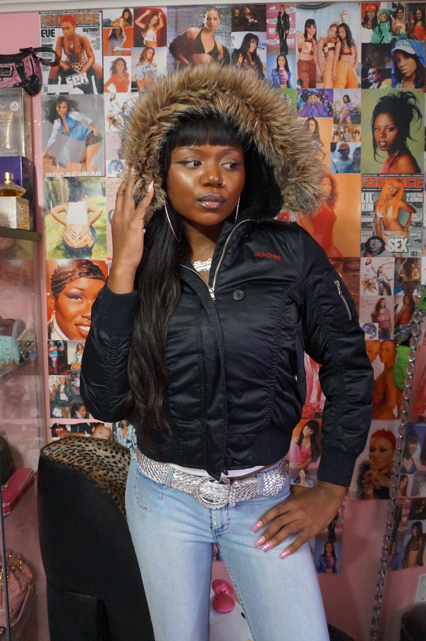 Black Ecko Red Puffer Coat