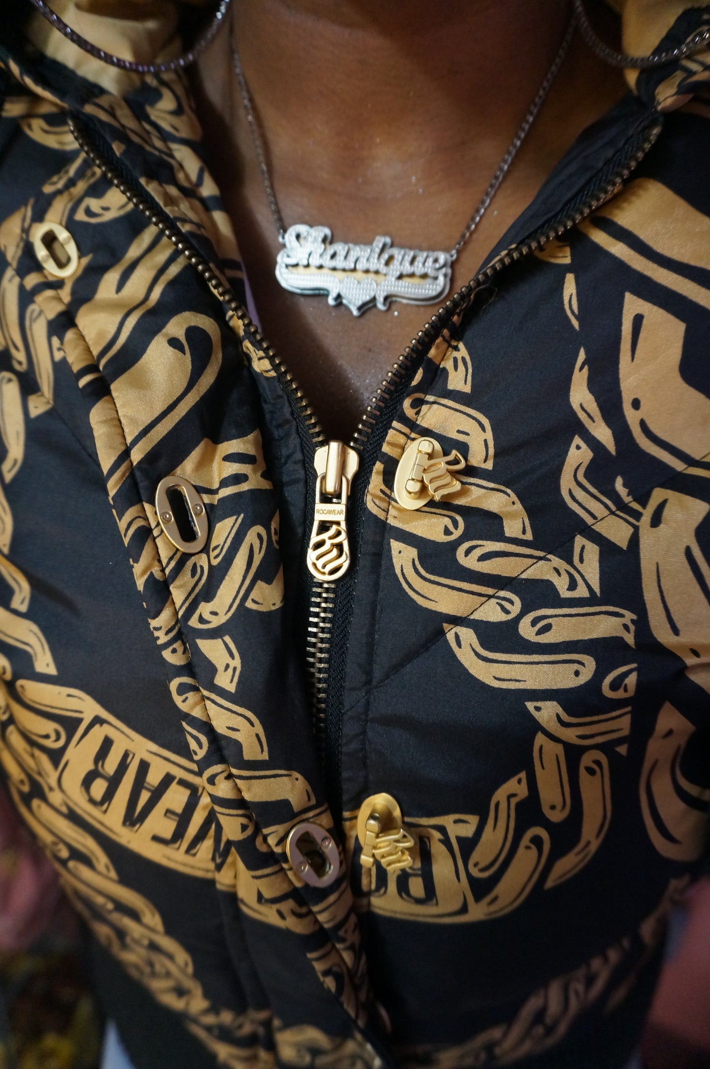 Black and Gold Rocawear Puffer Coat
