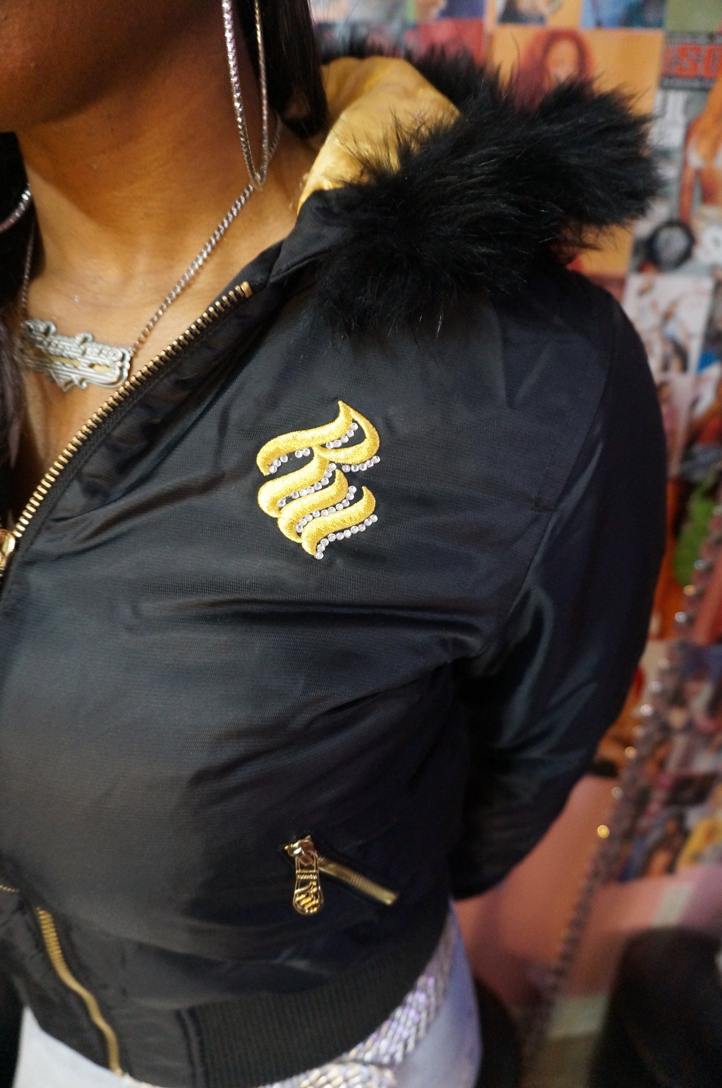 Black and Gold Rocawear Puffer Coat