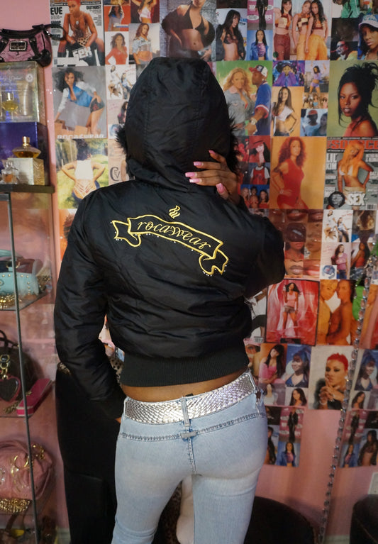 Black and Gold Rocawear Puffer Coat