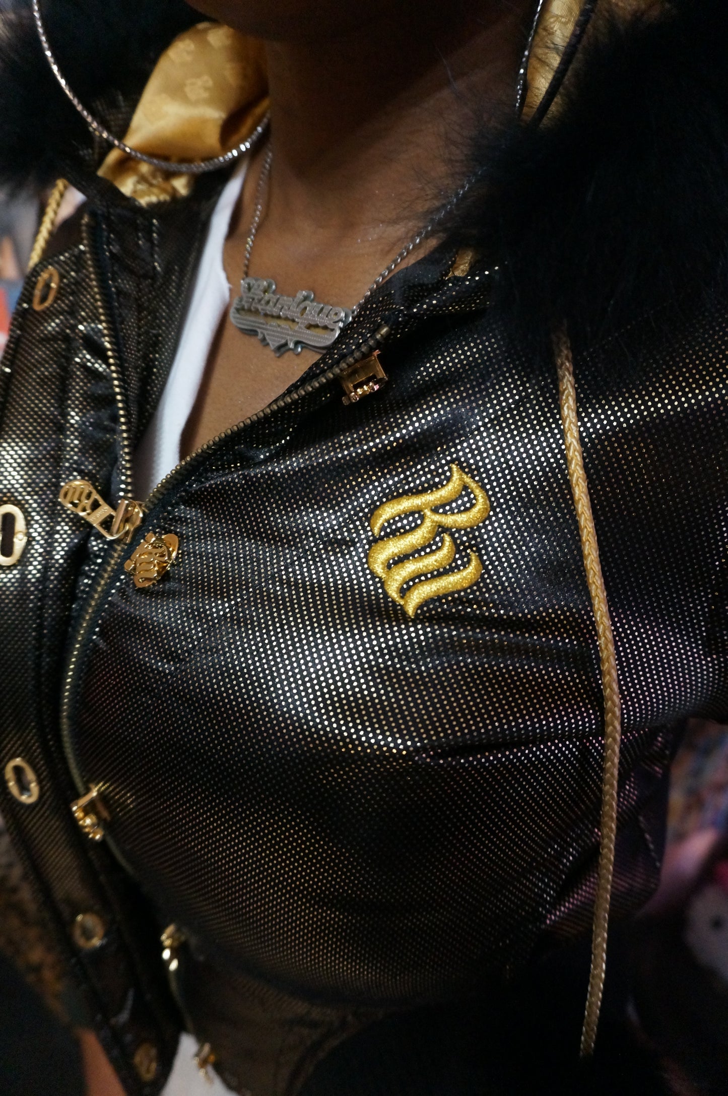 Black and Gold Rocawear Puffer coat