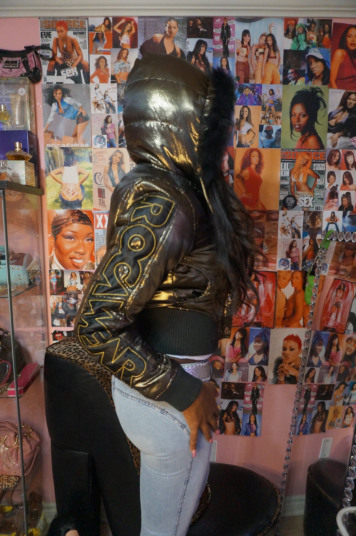 Black and Gold Rocawear Puffer coat