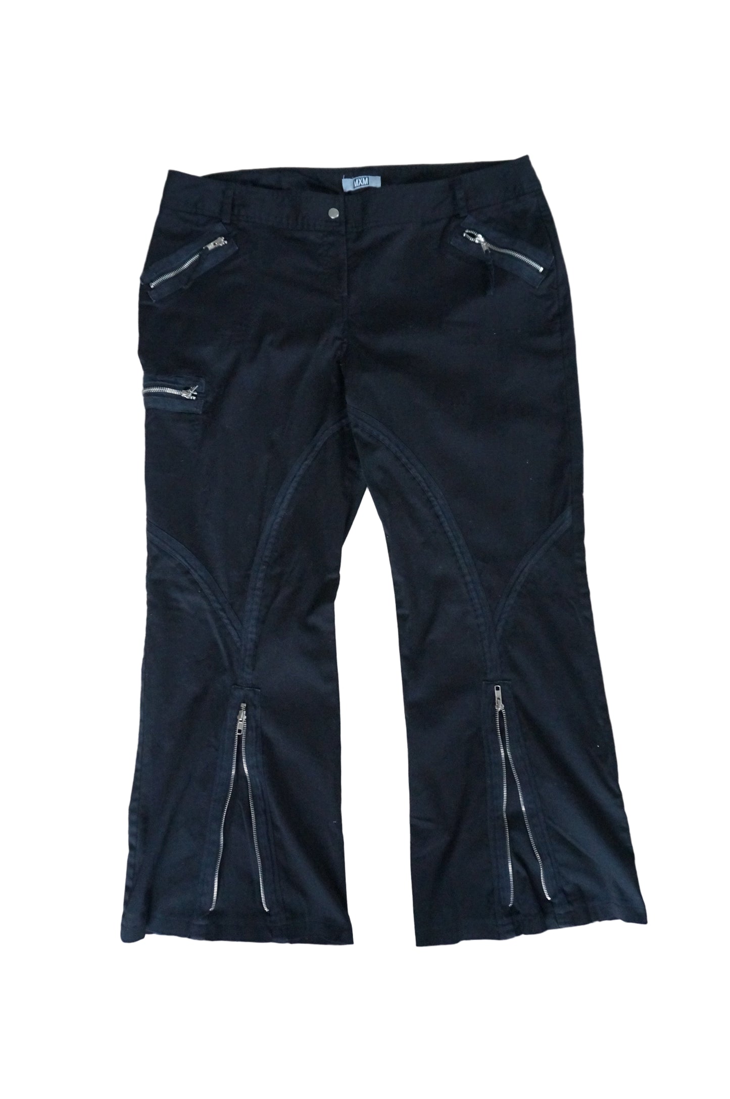 MXM Multi Zipper Black Pants - Size 22