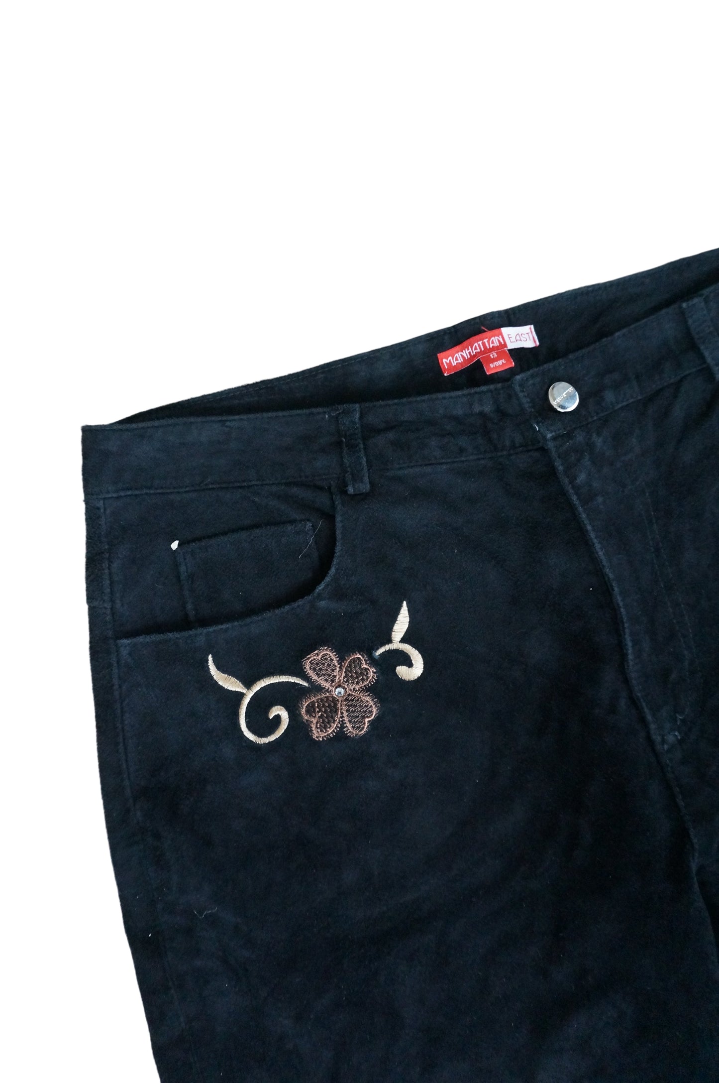 Vintage Suede Embroidered Pants - Size 13