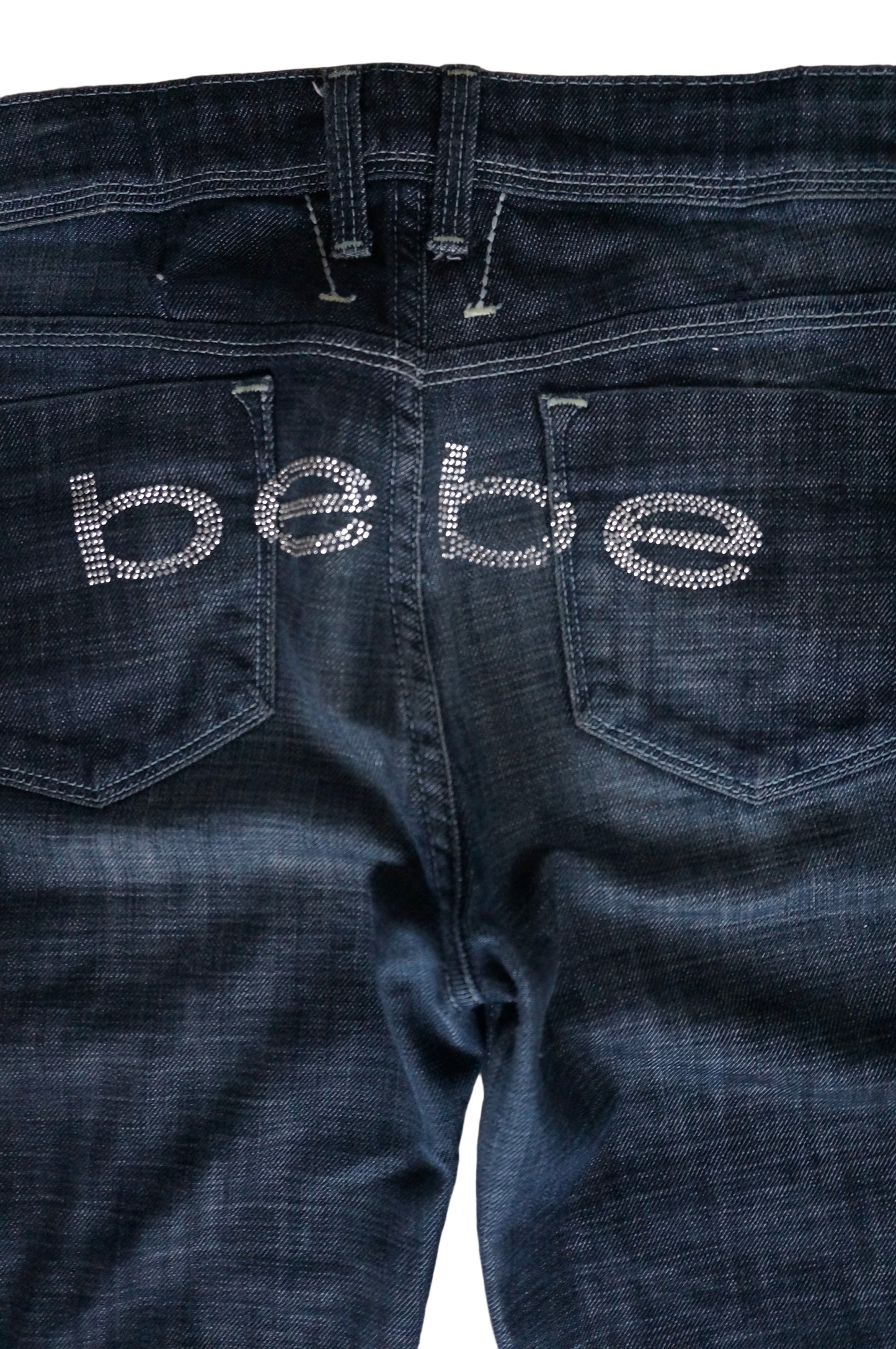 Low Rise Bootcut Bebe Rhinestones Jeans - Size 8