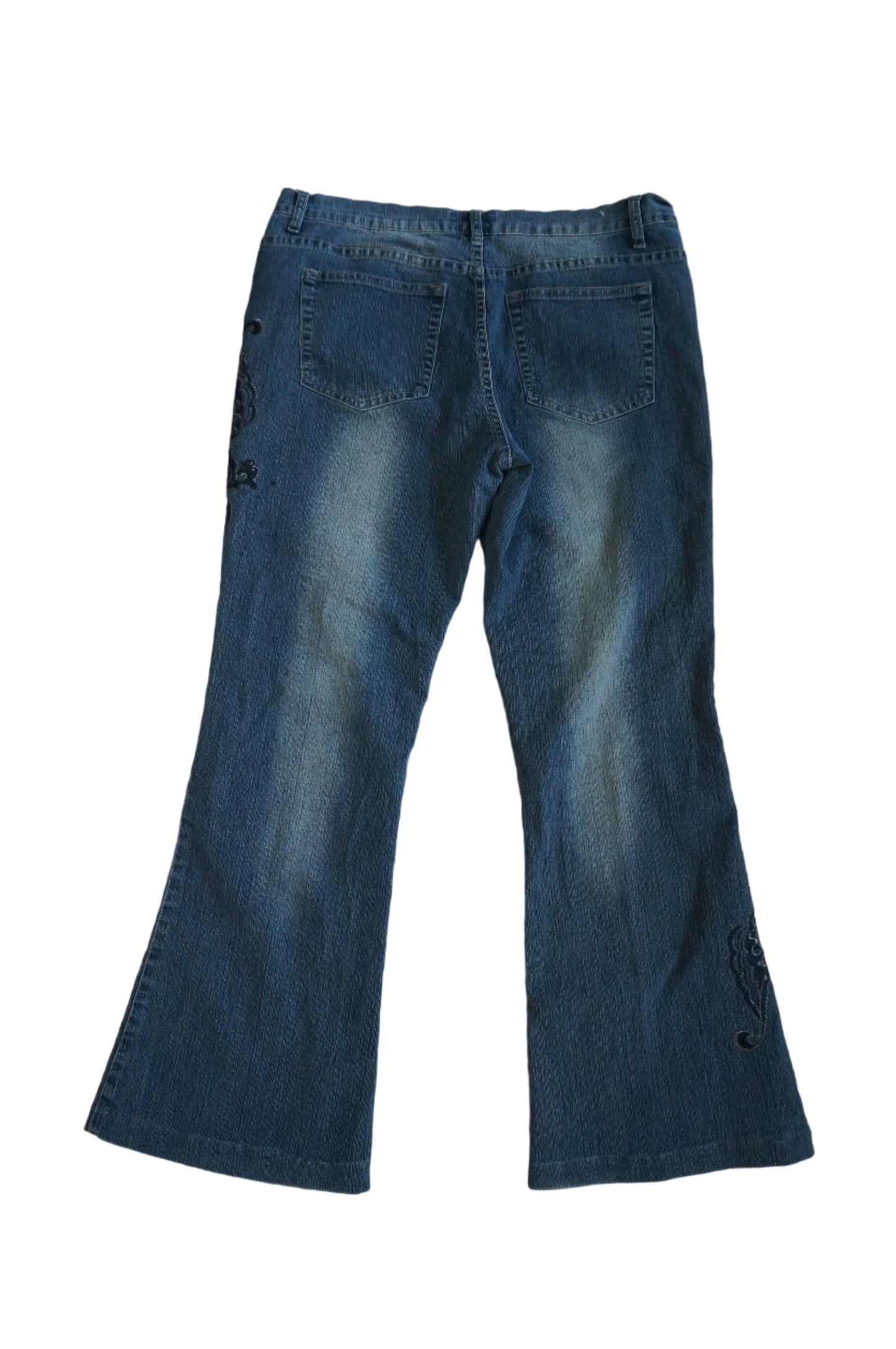 Vintage Butterfly Embroidered Flared Jeans - Size 13