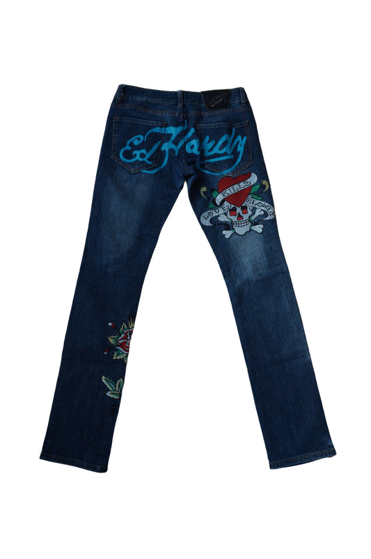 Vintage Ultra Low Rise Ed Hardy Skinny Jeans - Size 4