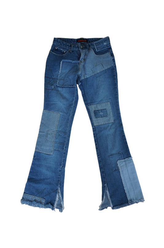 Vintage Patchwork Dollhouse Flare Jeans - Size 7/8