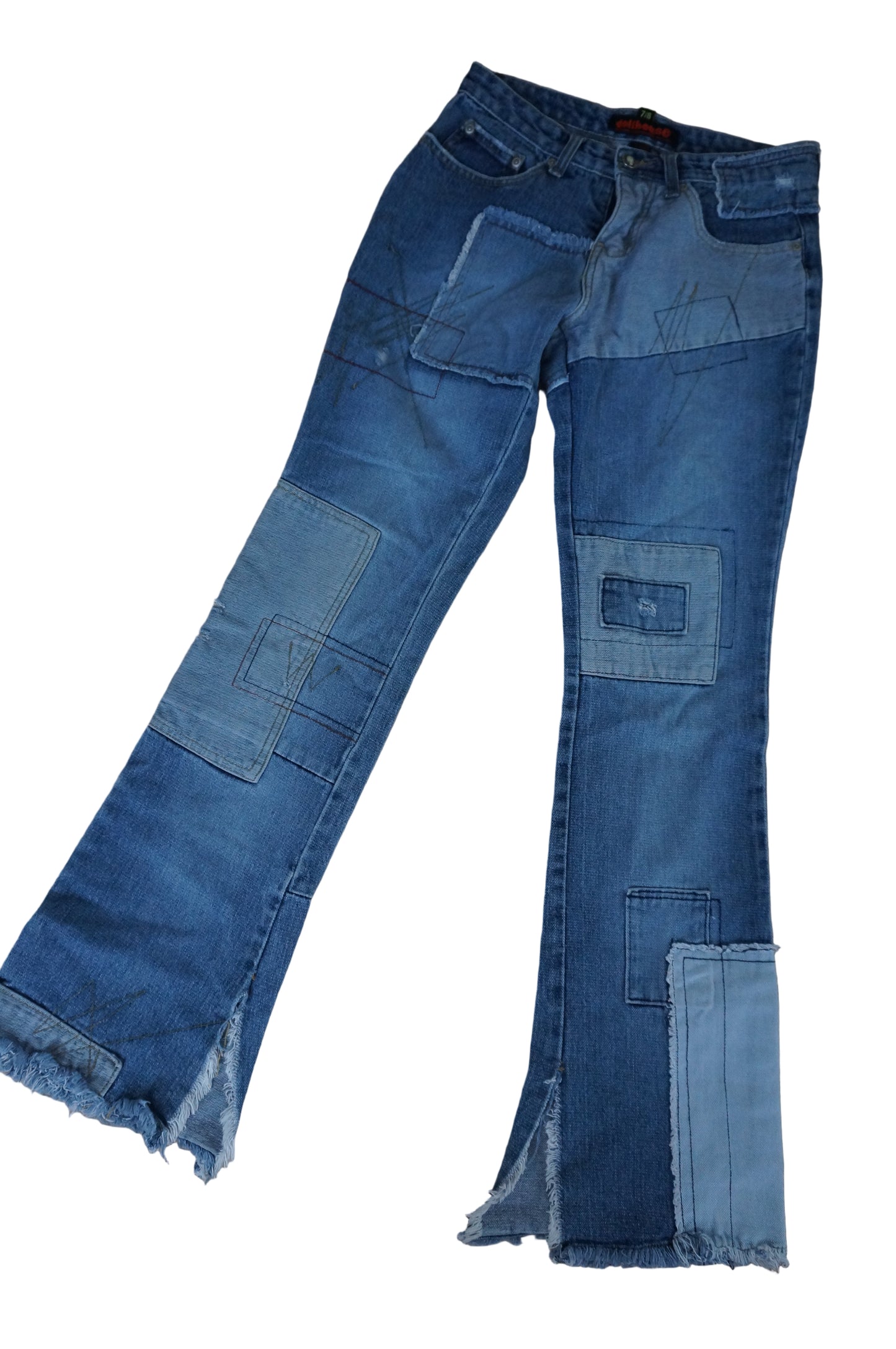 Vintage Patchwork Dollhouse Flare Jeans - Size 7/8
