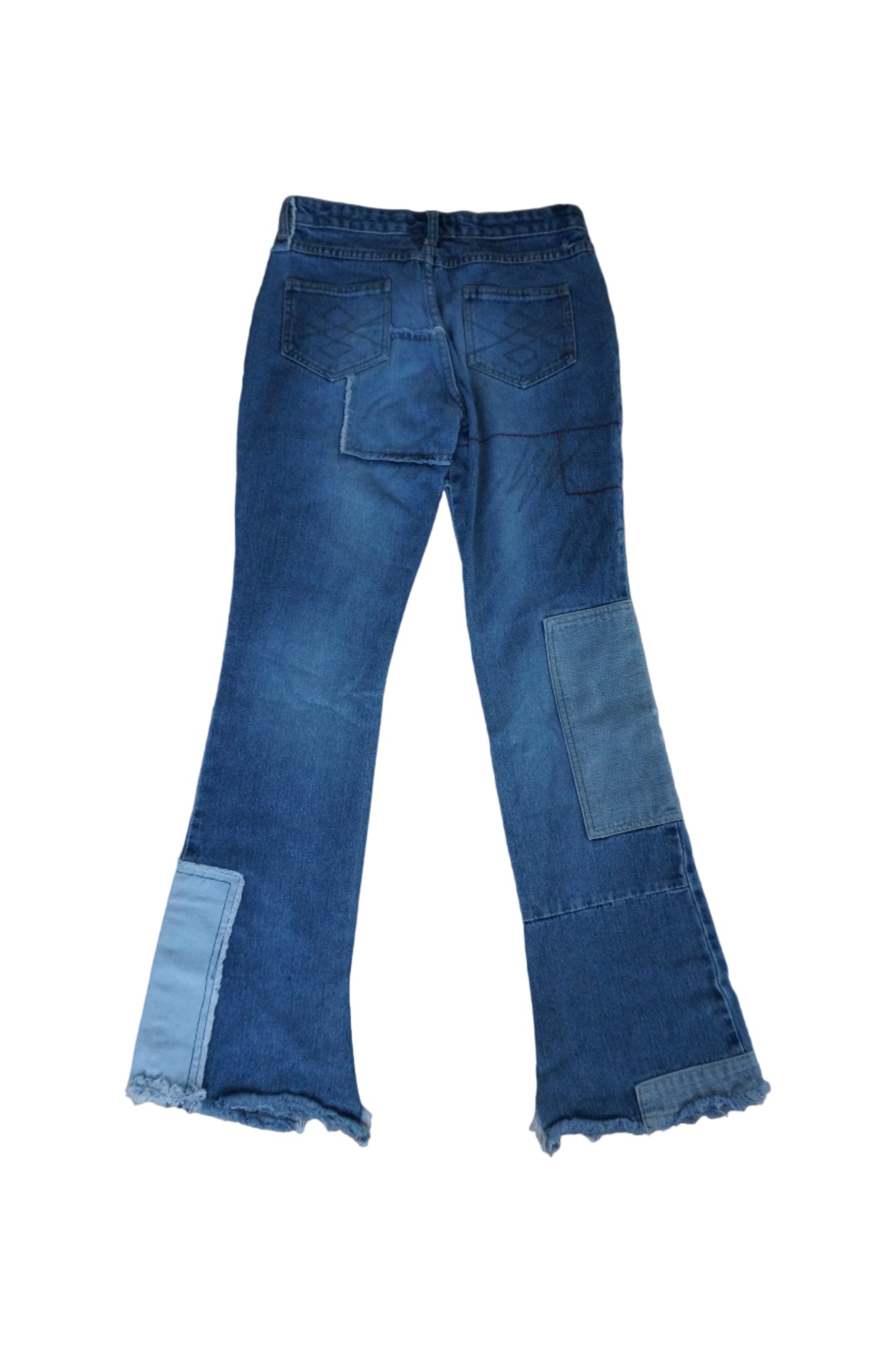 Vintage Patchwork Dollhouse Flare Jeans - Size 7/8