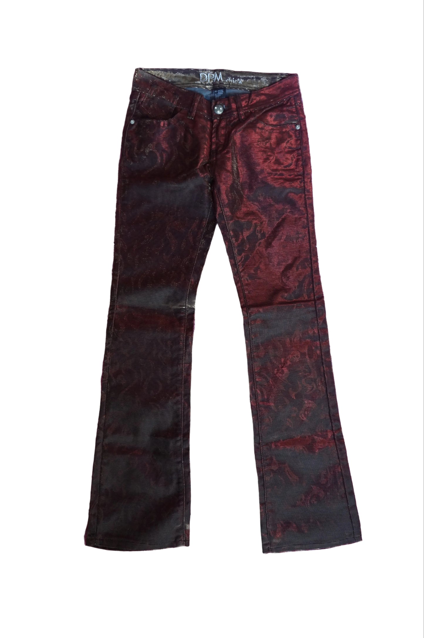 Vintage Red and Gold Flames Low Rise Jeans - Size 1