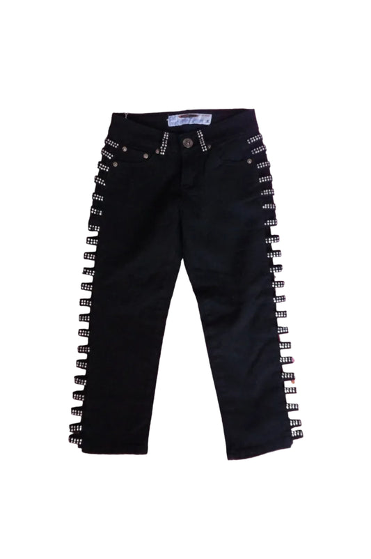 Vintage Black Cut-Out Rhinestone Capris - Size 1