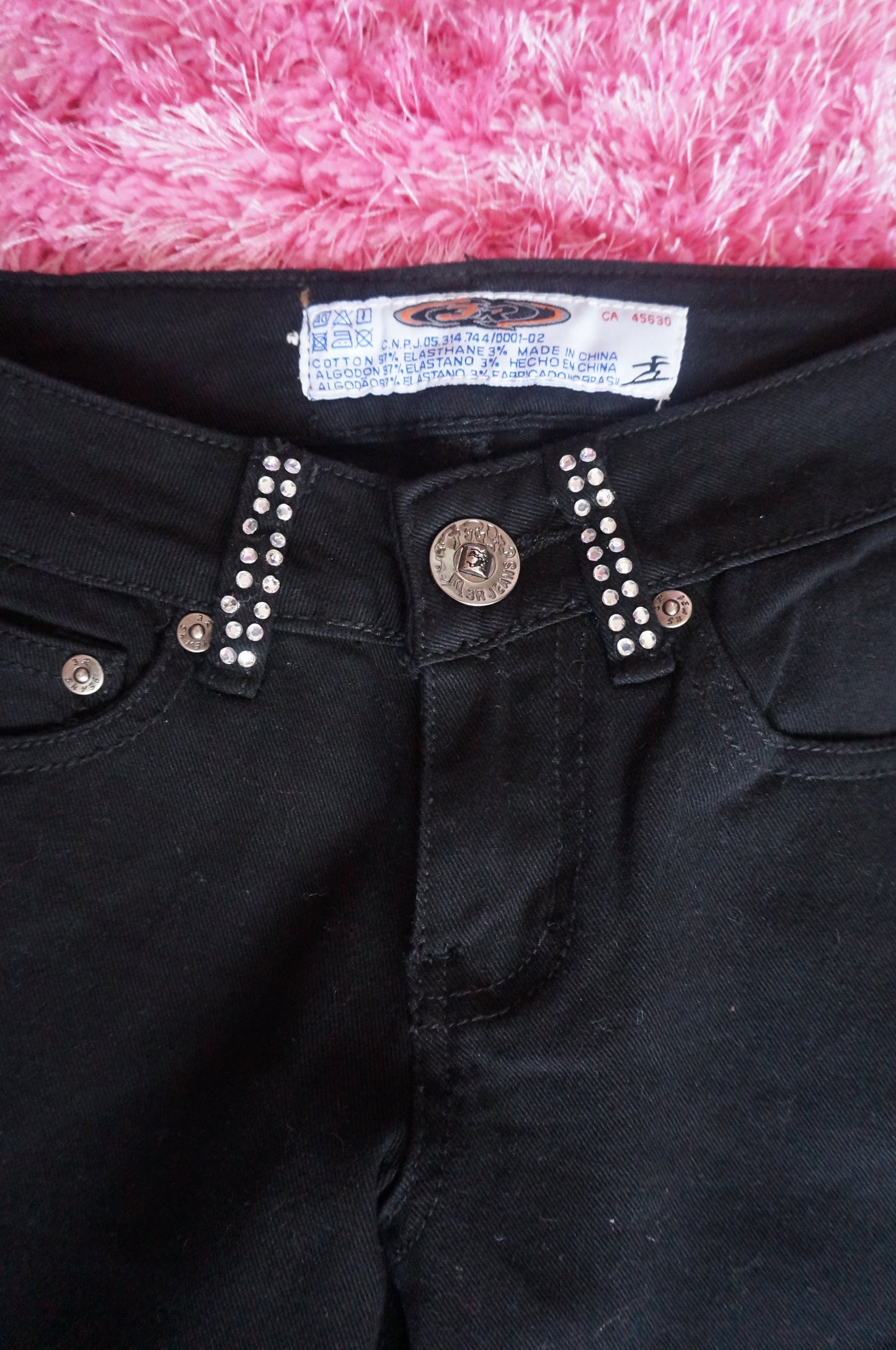 Vintage Black Cut-Out Rhinestone Capris - Size 1