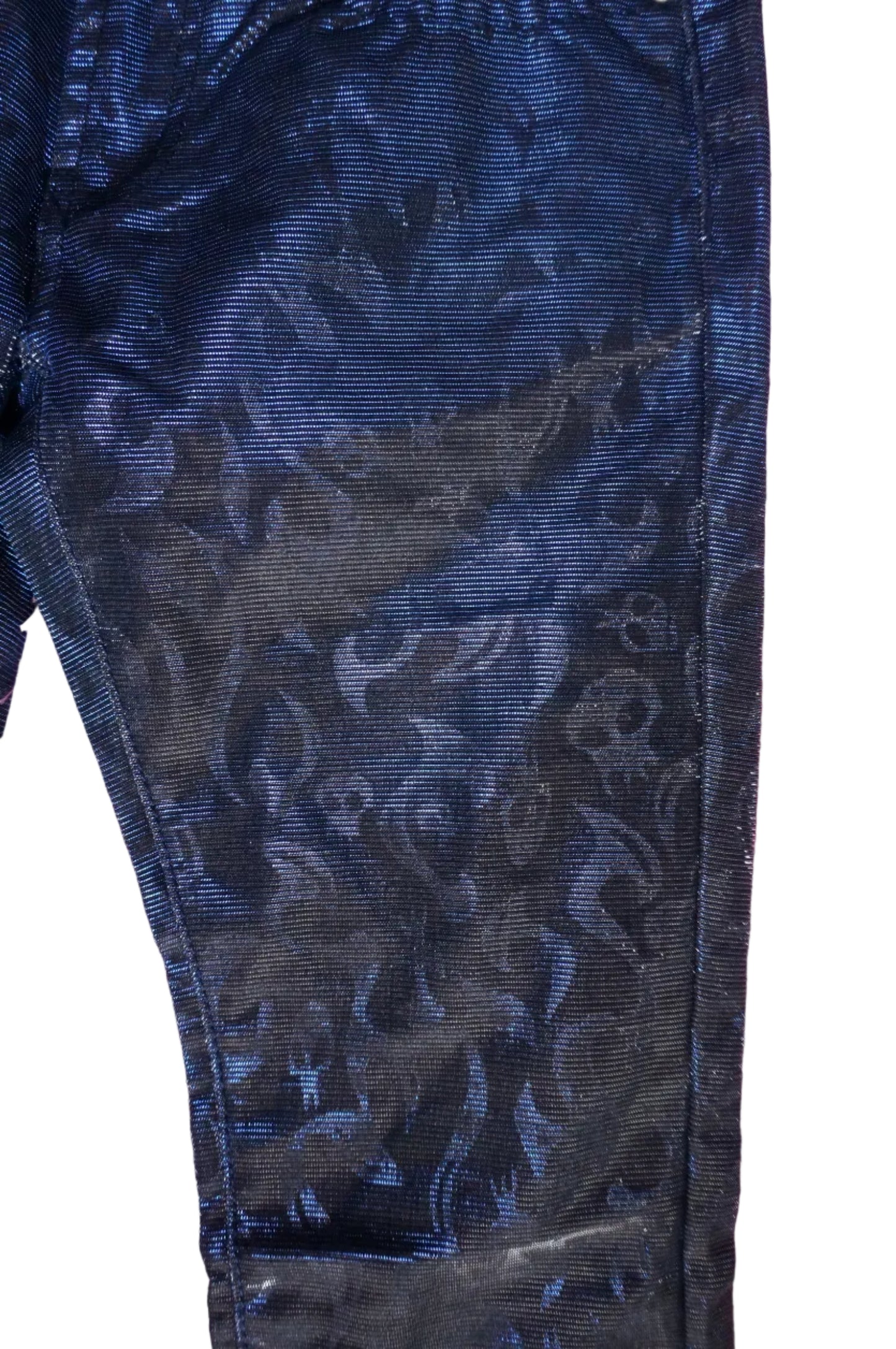 Vintage Blue and Silver Flames Low Rise Jeans - Size 1