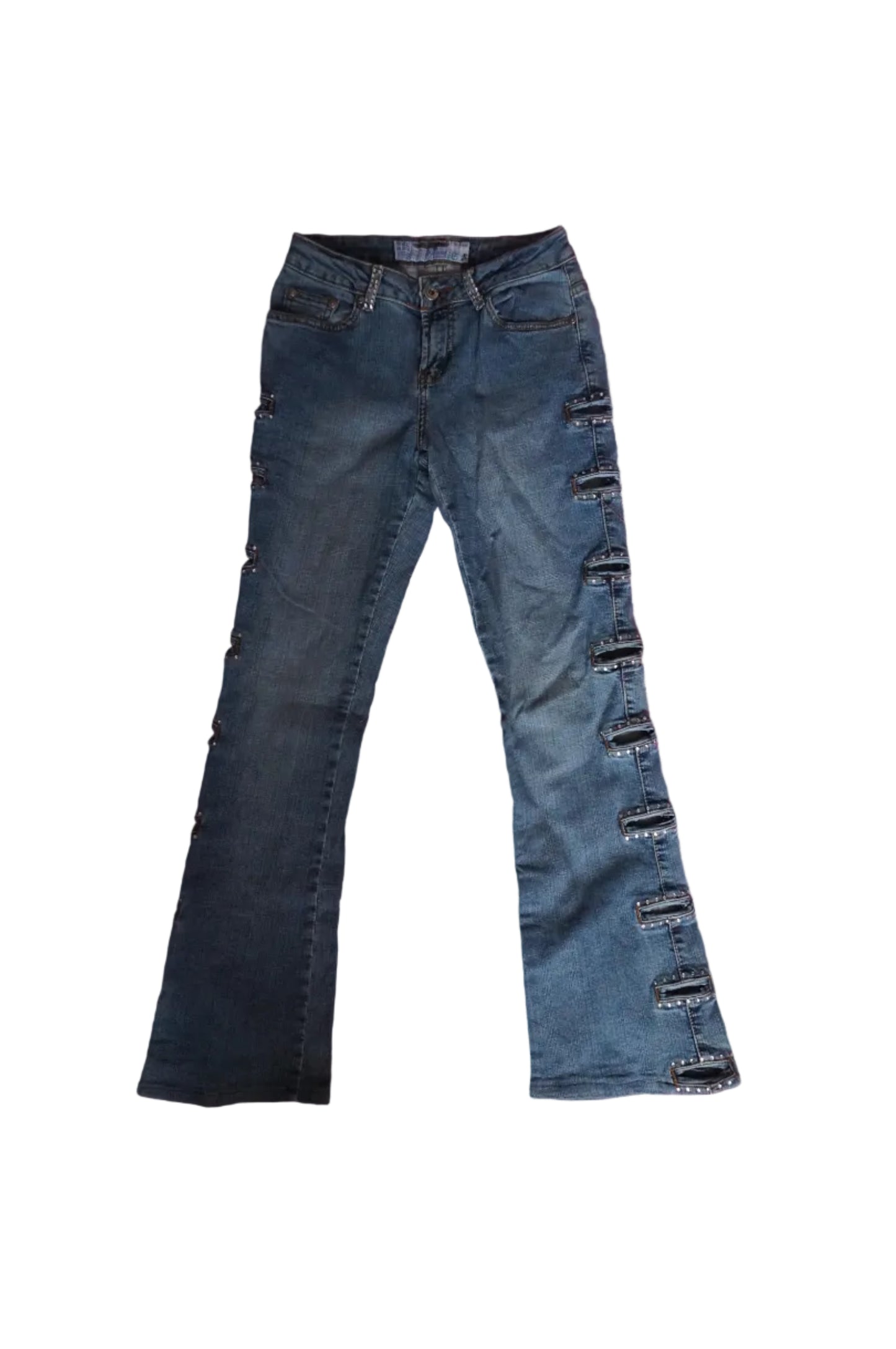 Vintage Mid Rise Bootcut Rhinestone Cut - Out Jeans - Size 3