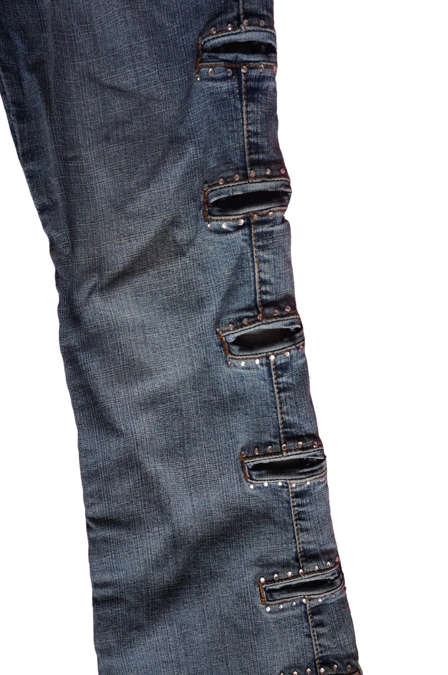 Vintage Mid Rise Bootcut Rhinestone Cut - Out Jeans - Size 3