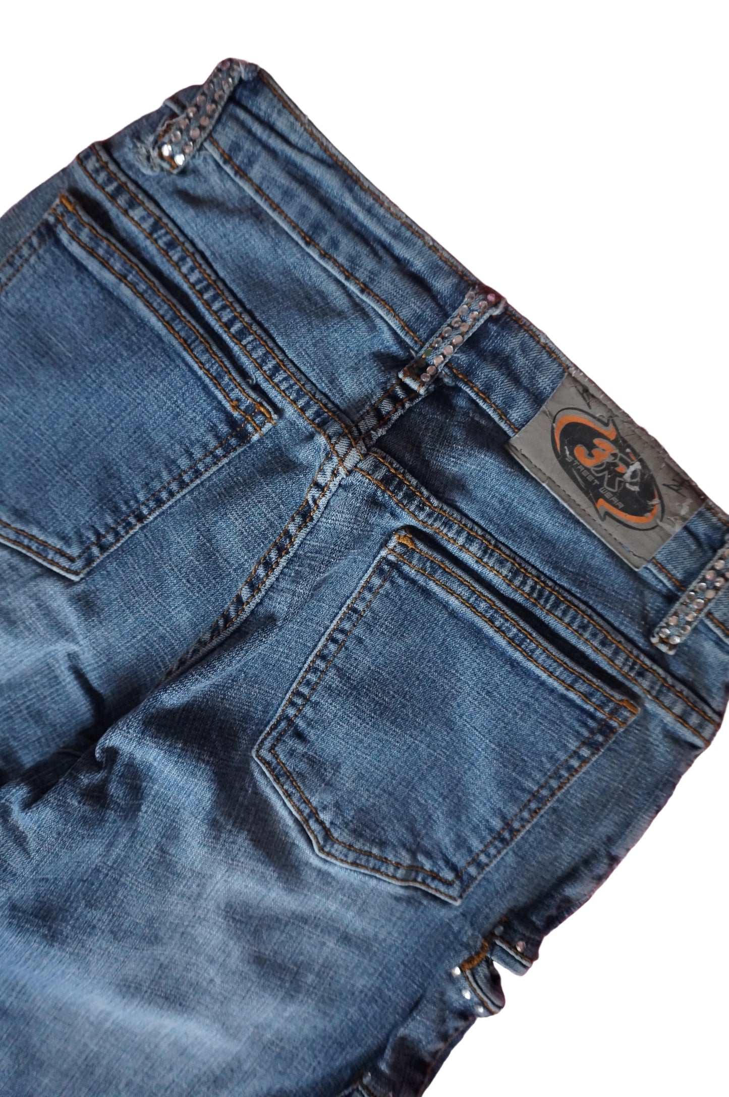 Vintage Mid Rise Bootcut Rhinestone Cut - Out Jeans - Size 3