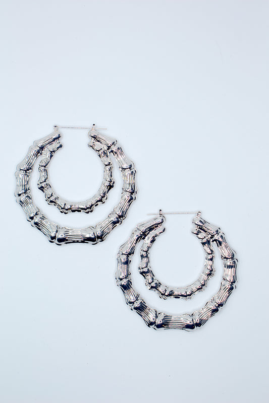 Silver Double Hoops