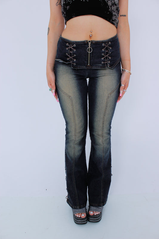Lace up Flared Jeans